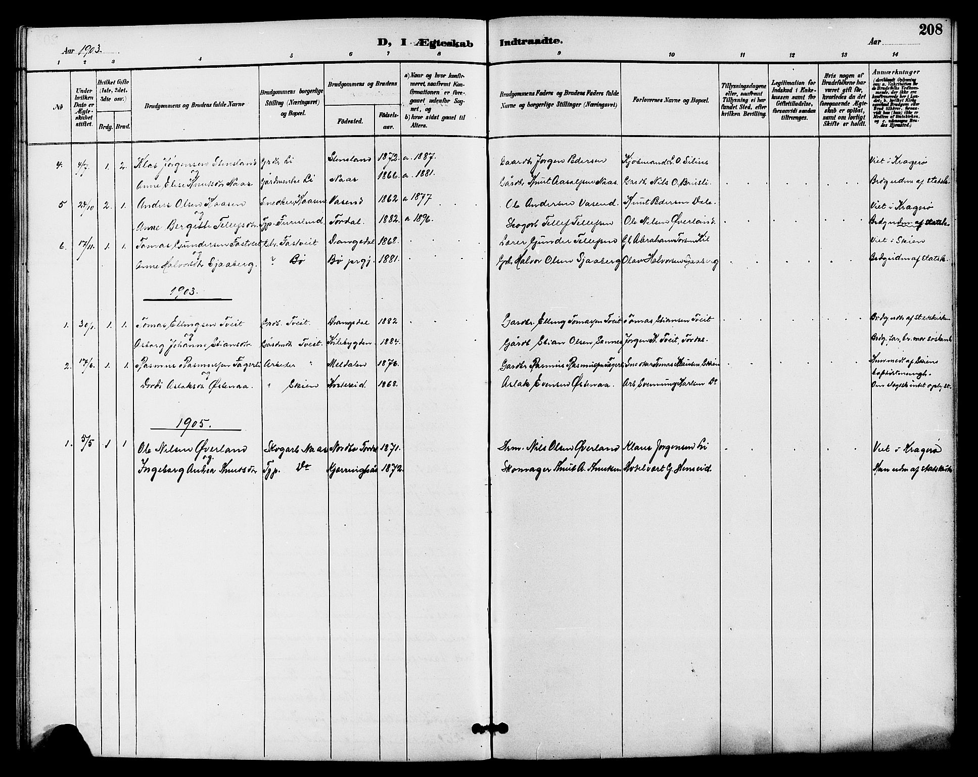 Drangedal kirkebøker, SAKO/A-258/G/Ga/L0003: Parish register (copy) no. I 3, 1887-1906, p. 208