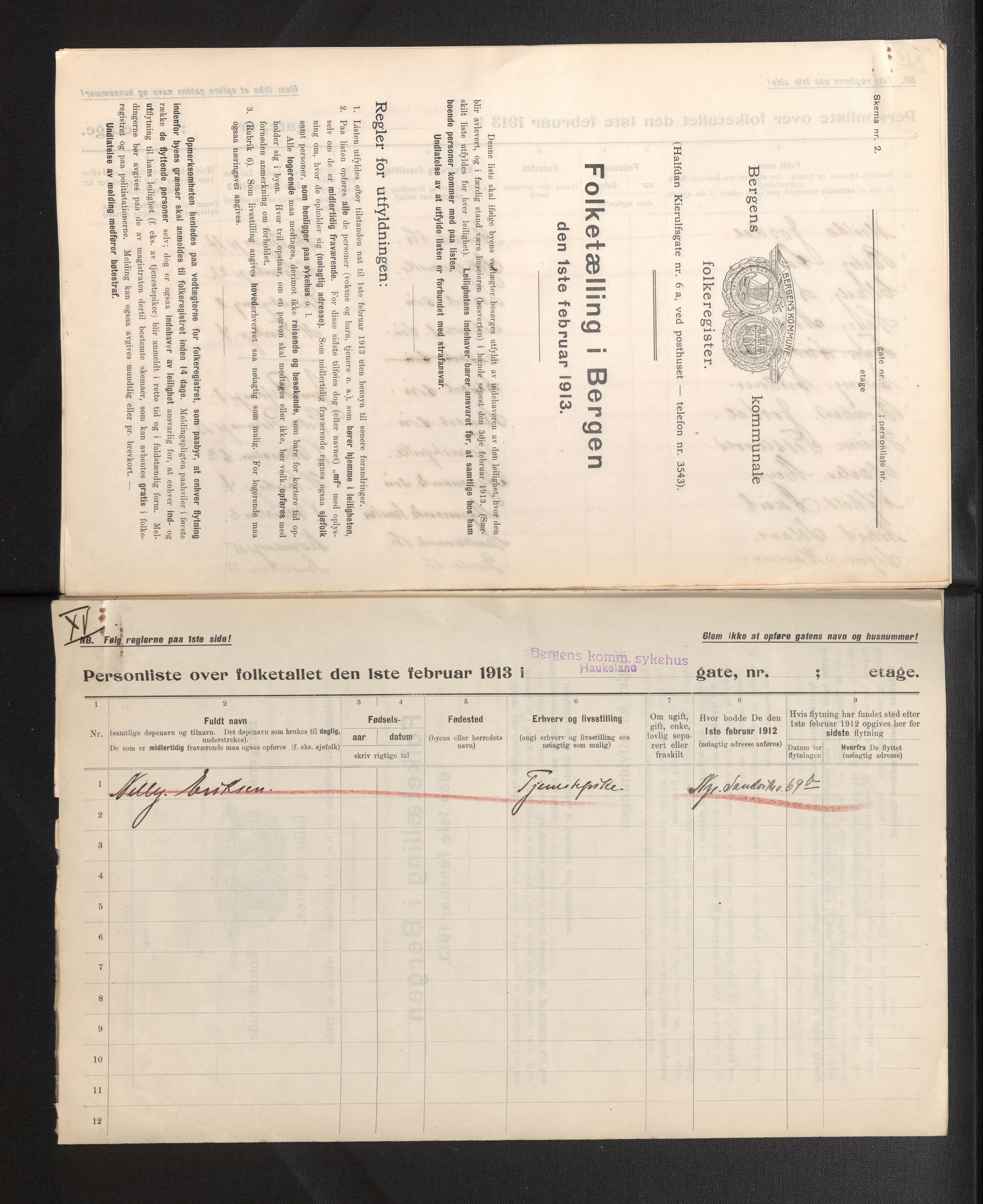 SAB, Municipal Census 1913 for Bergen, 1913, p. 18