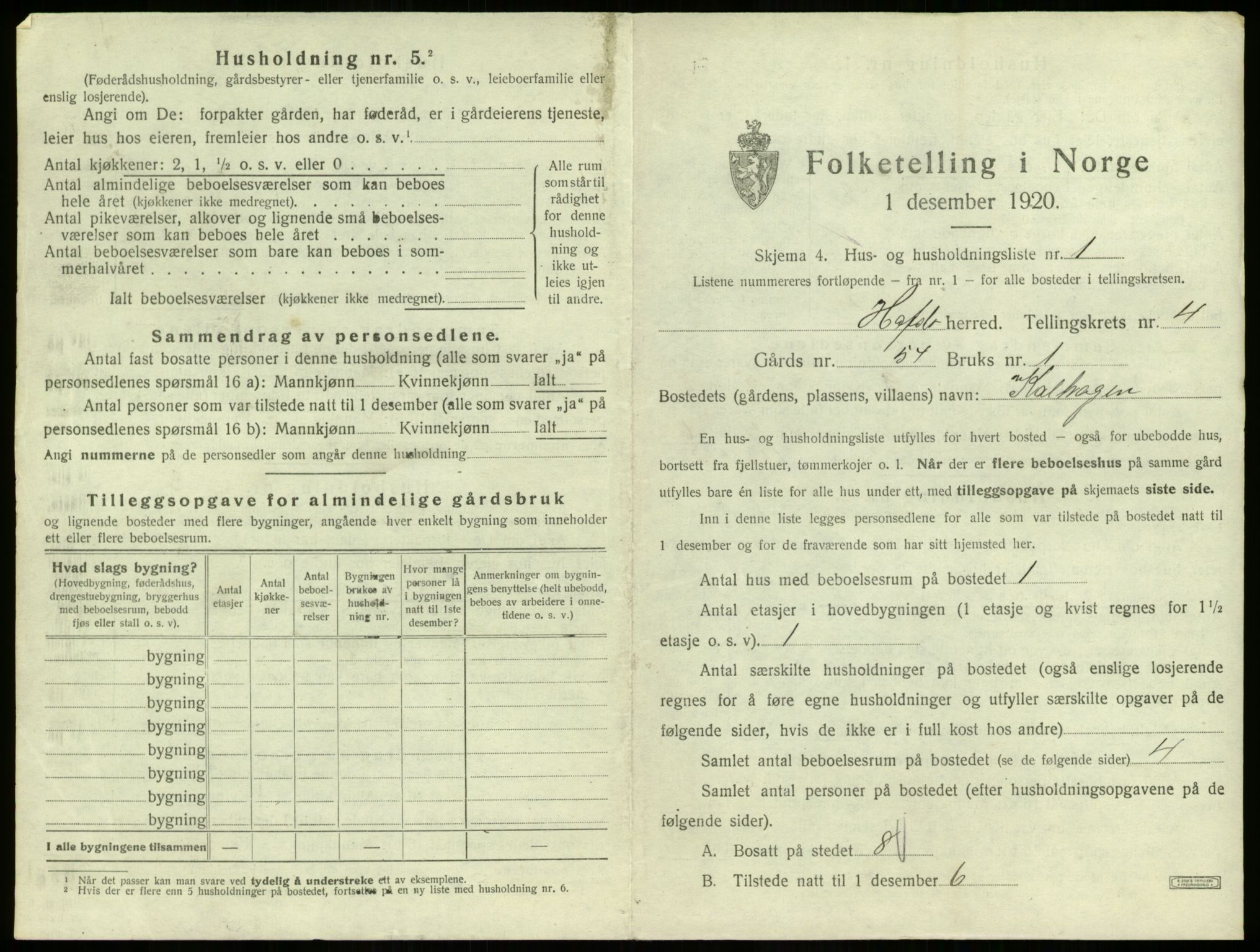 SAB, 1920 census for Hafslo, 1920, p. 301