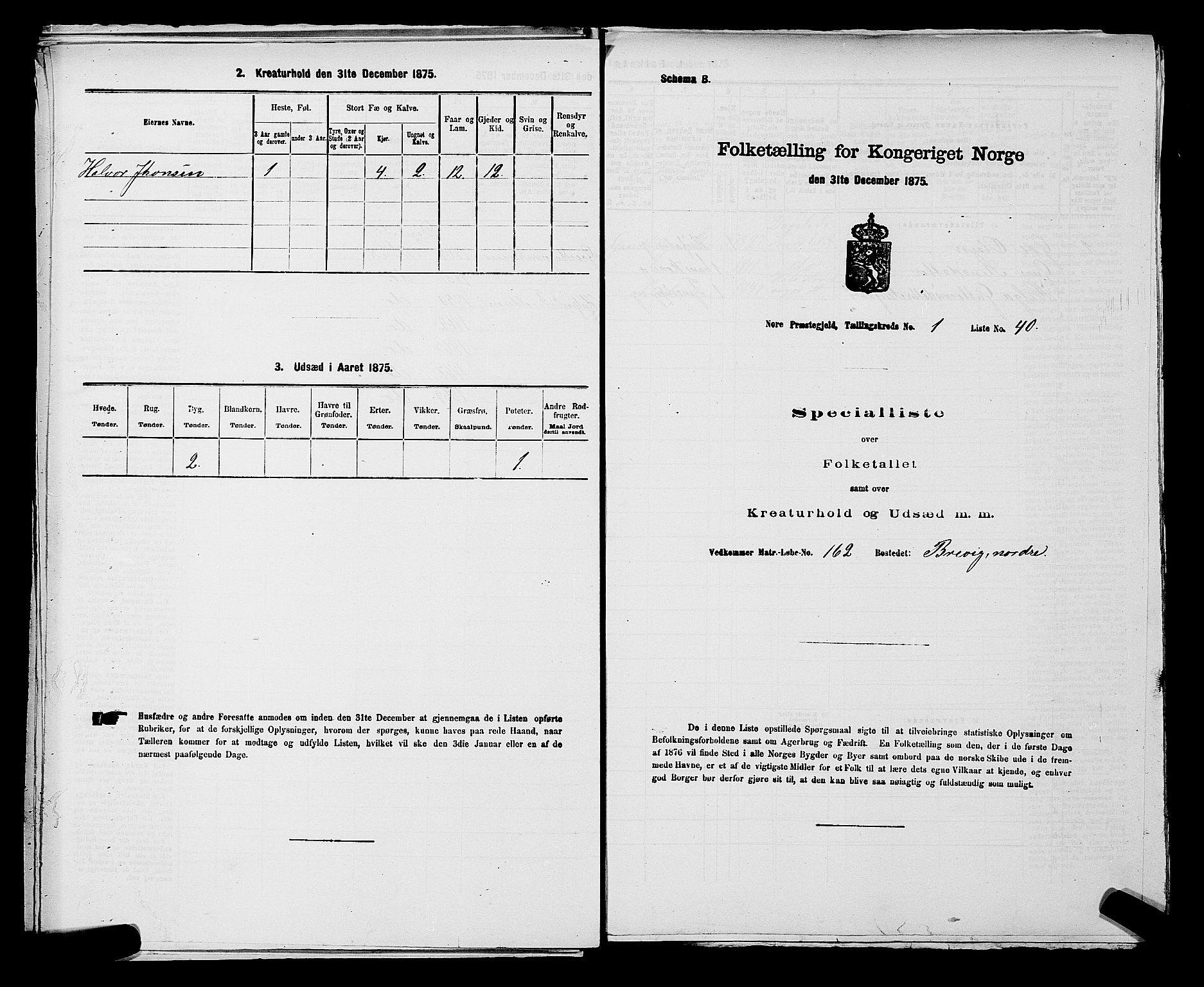 SAKO, 1875 census for 0633P Nore, 1875, p. 153