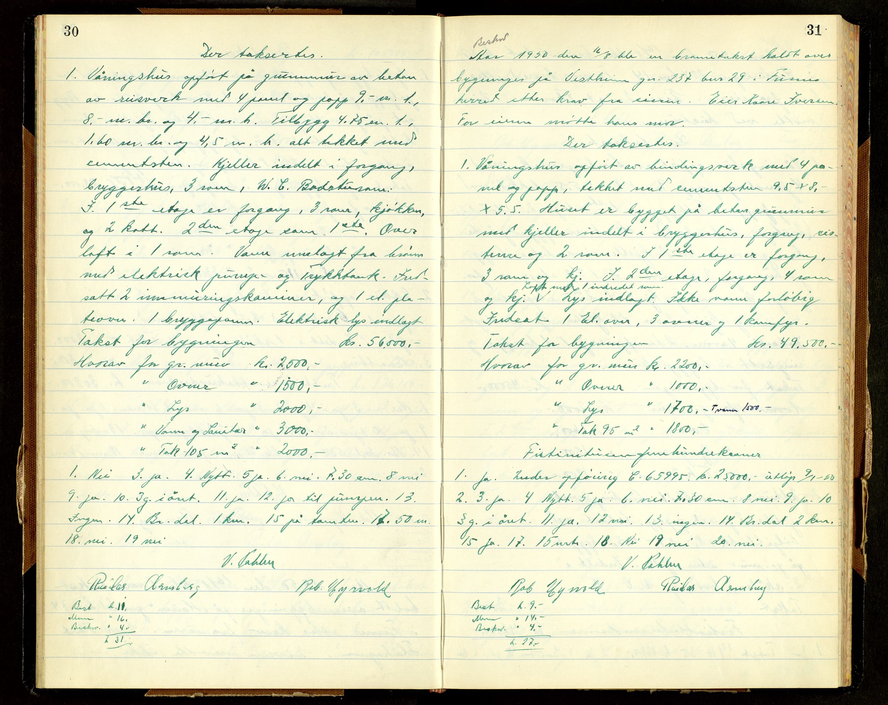 Norges Brannkasse, Furnes, AV/SAH-NBRANF-004/F/L0005: Branntakstprotokoll, 1950-1958, p. 30-31