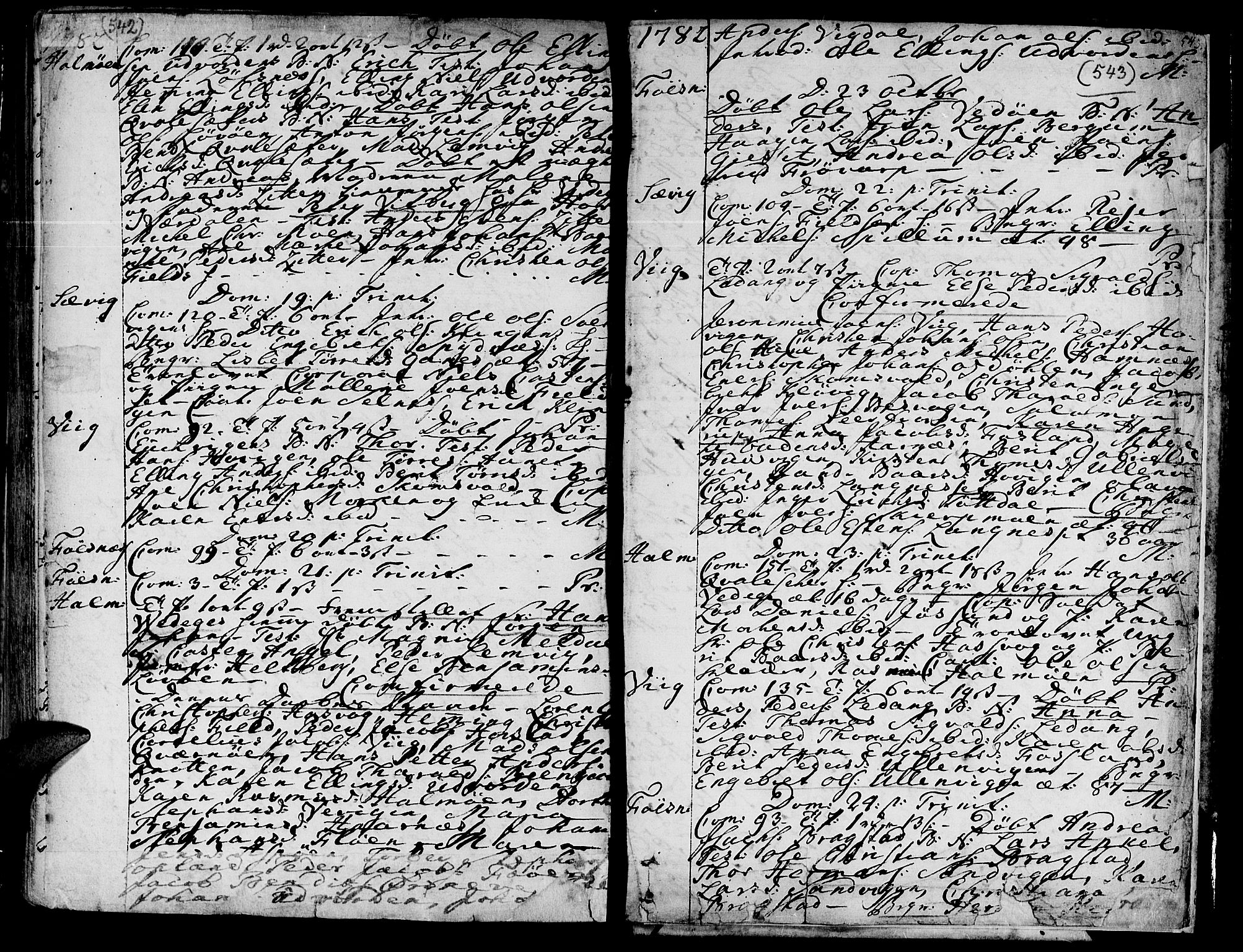 Ministerialprotokoller, klokkerbøker og fødselsregistre - Nord-Trøndelag, SAT/A-1458/773/L0607: Parish register (official) no. 773A01, 1751-1783, p. 542-543