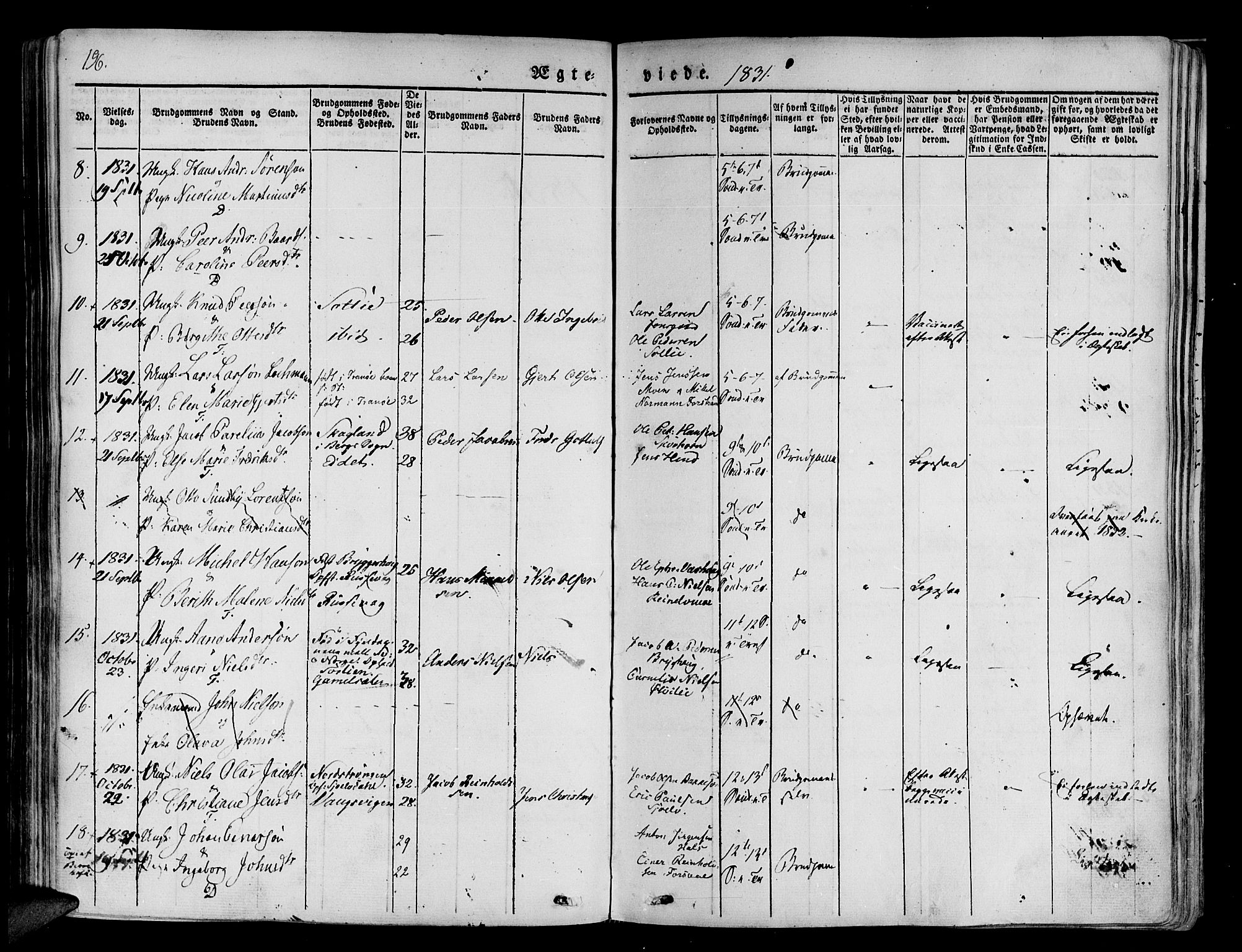 Tranøy sokneprestkontor, SATØ/S-1313/I/Ia/Iaa/L0005kirke: Parish register (official) no. 5, 1829-1844, p. 196