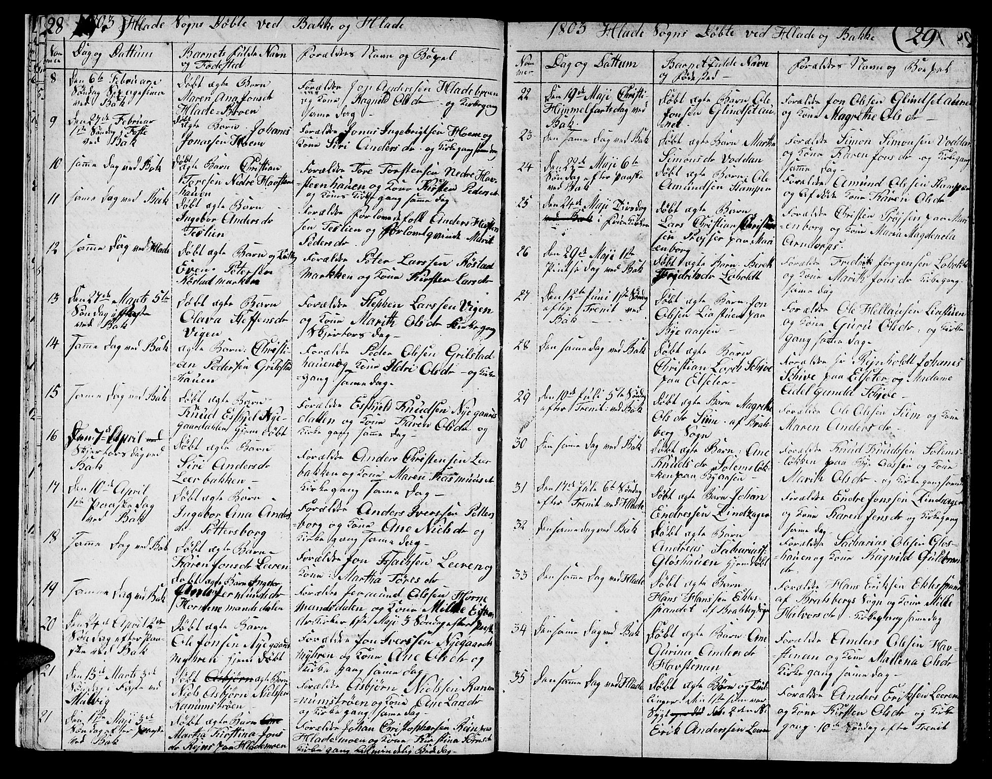 Ministerialprotokoller, klokkerbøker og fødselsregistre - Sør-Trøndelag, SAT/A-1456/606/L0306: Parish register (copy) no. 606C02, 1797-1829, p. 28-29