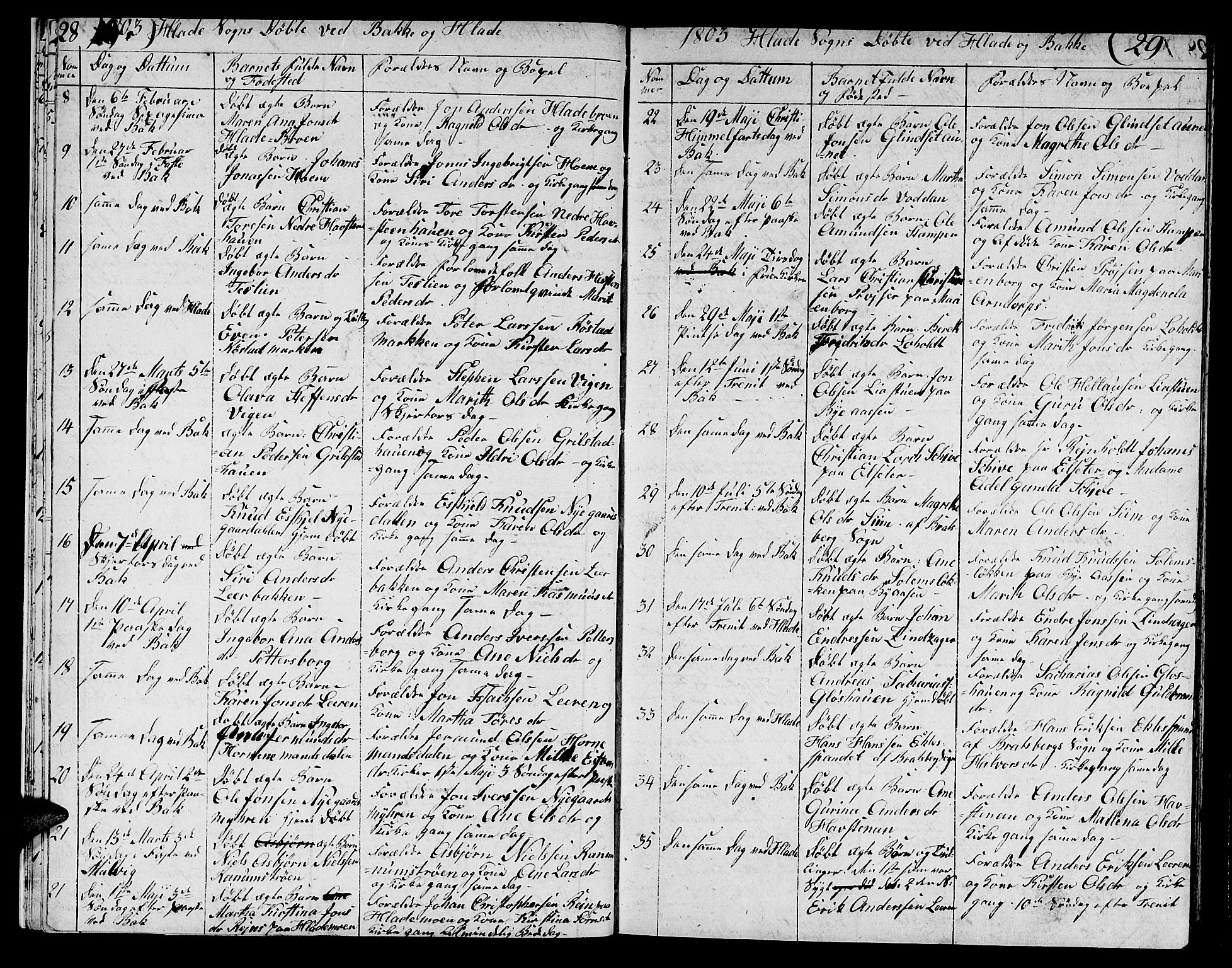 Ministerialprotokoller, klokkerbøker og fødselsregistre - Sør-Trøndelag, AV/SAT-A-1456/606/L0306: Parish register (copy) no. 606C02, 1797-1829, p. 28-29