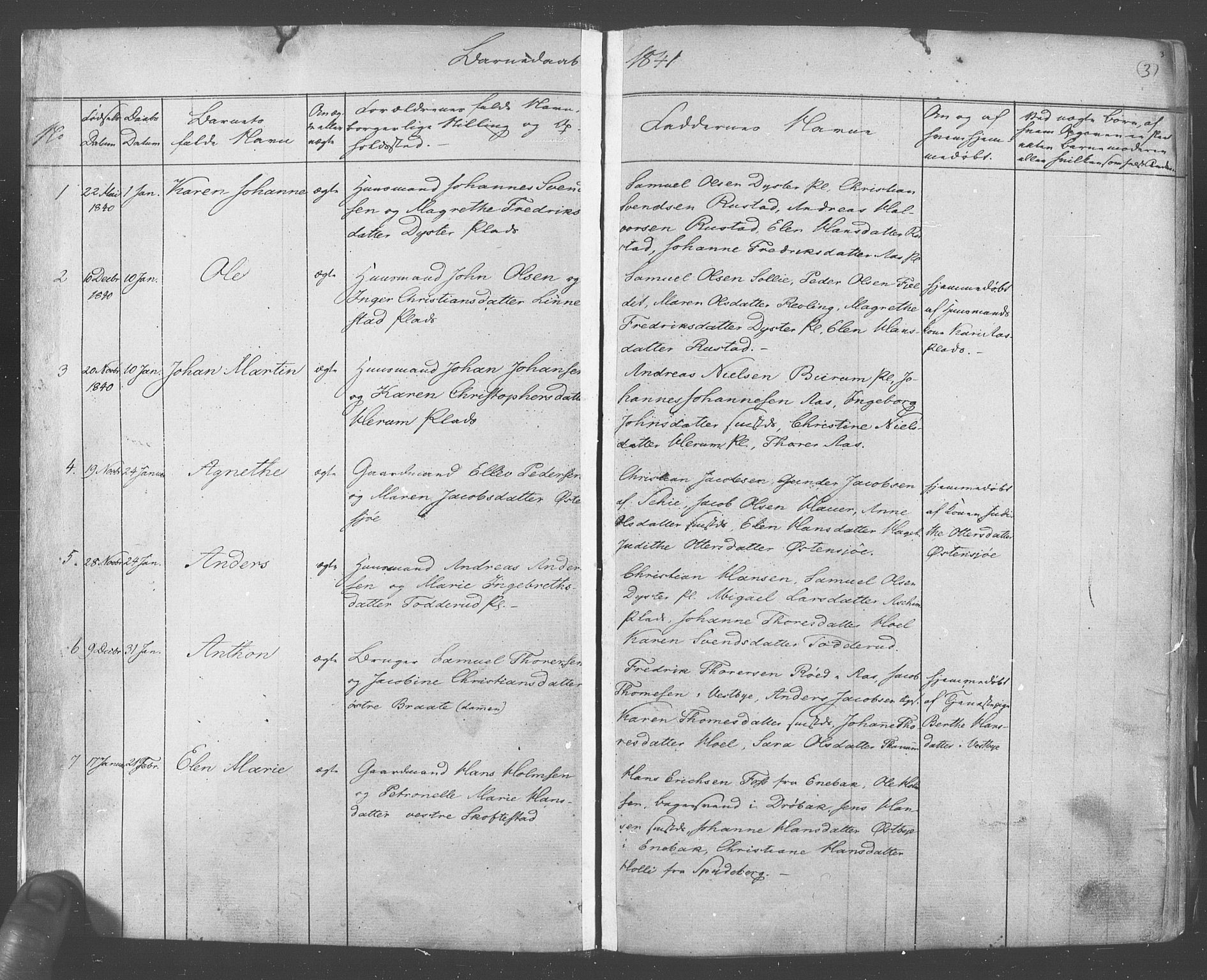 Ås prestekontor Kirkebøker, SAO/A-10894/F/Fa/L0006: Parish register (official) no. I 6, 1841-1853, p. 2-3