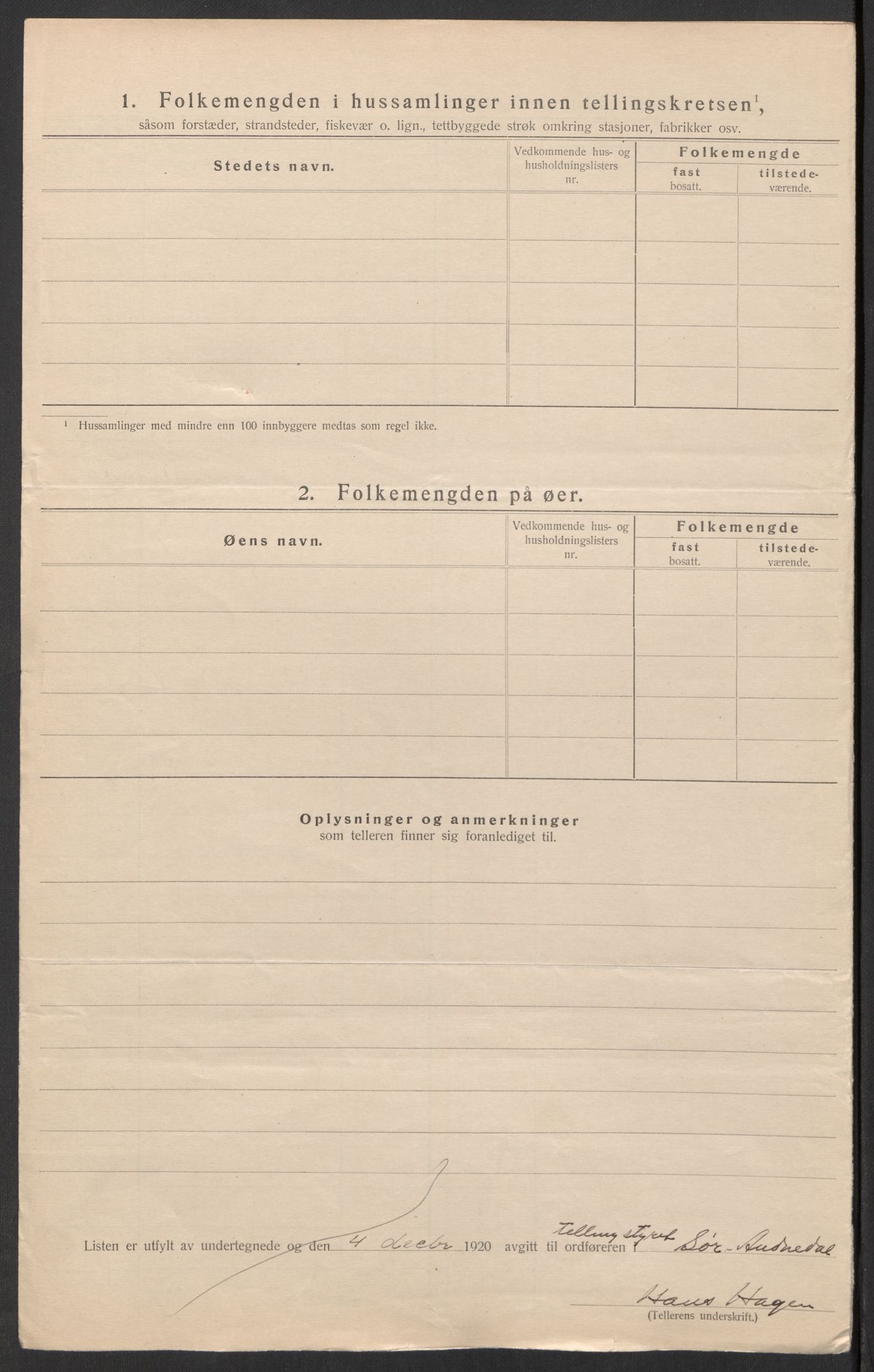 SAK, 1920 census for Sør-Audnedal, 1920, p. 21