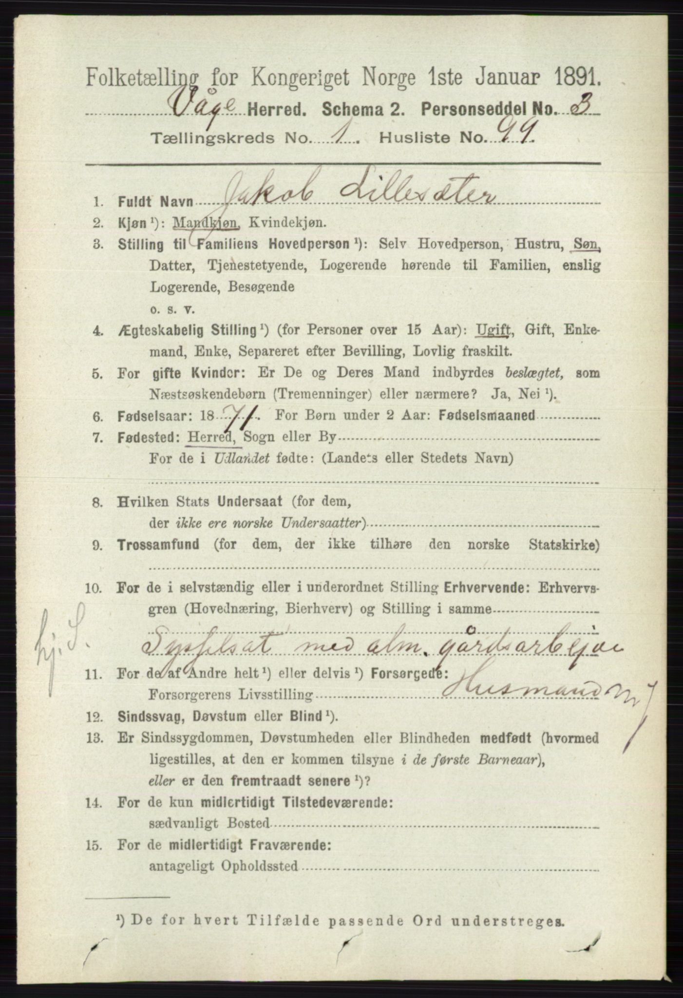 RA, 1891 census for 0515 Vågå, 1891, p. 763