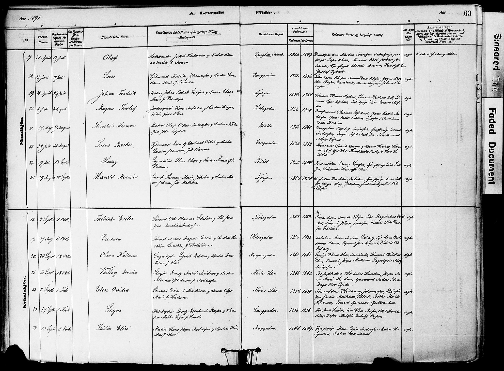 Holmestrand kirkebøker, AV/SAKO-A-346/F/Fa/L0004: Parish register (official) no. 4, 1880-1901, p. 63