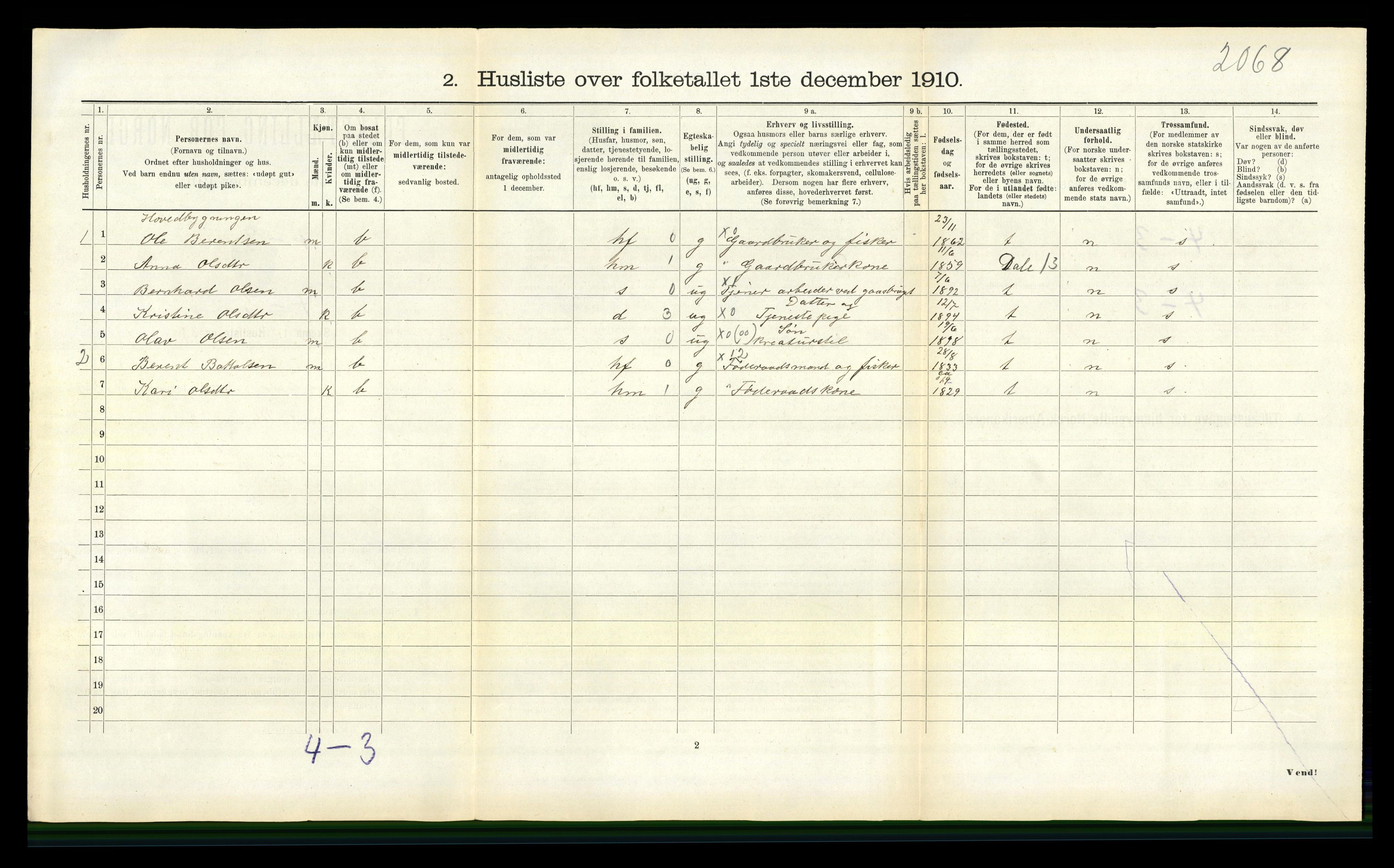 RA, 1910 census for Gulen, 1910, p. 209