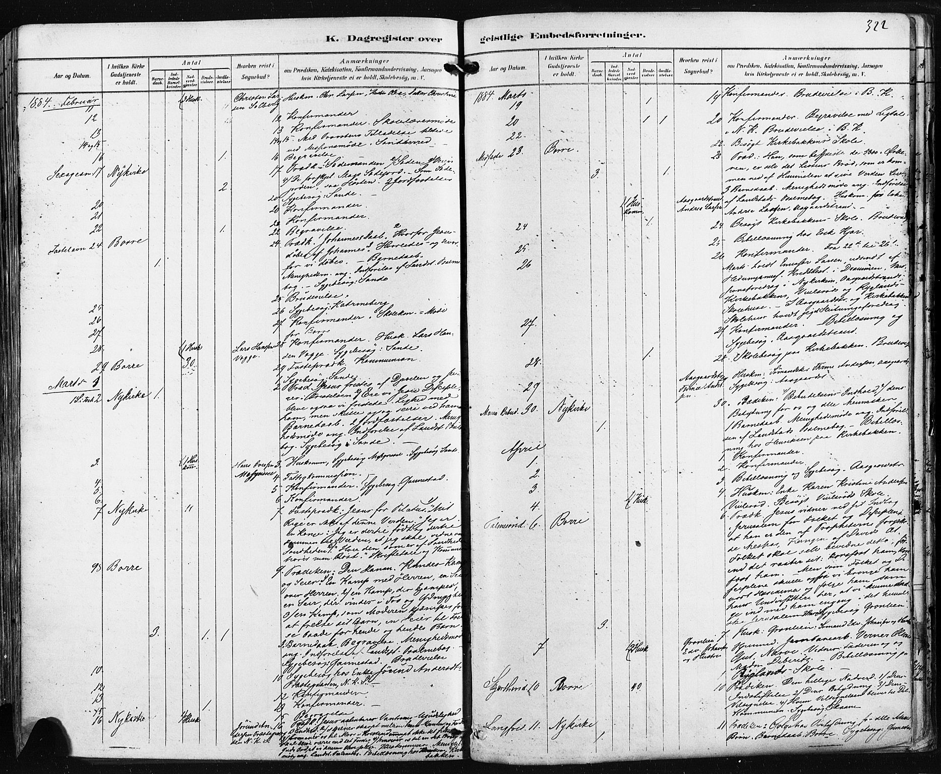 Borre kirkebøker, AV/SAKO-A-338/F/Fa/L0009: Parish register (official) no. I 9, 1878-1896, p. 322