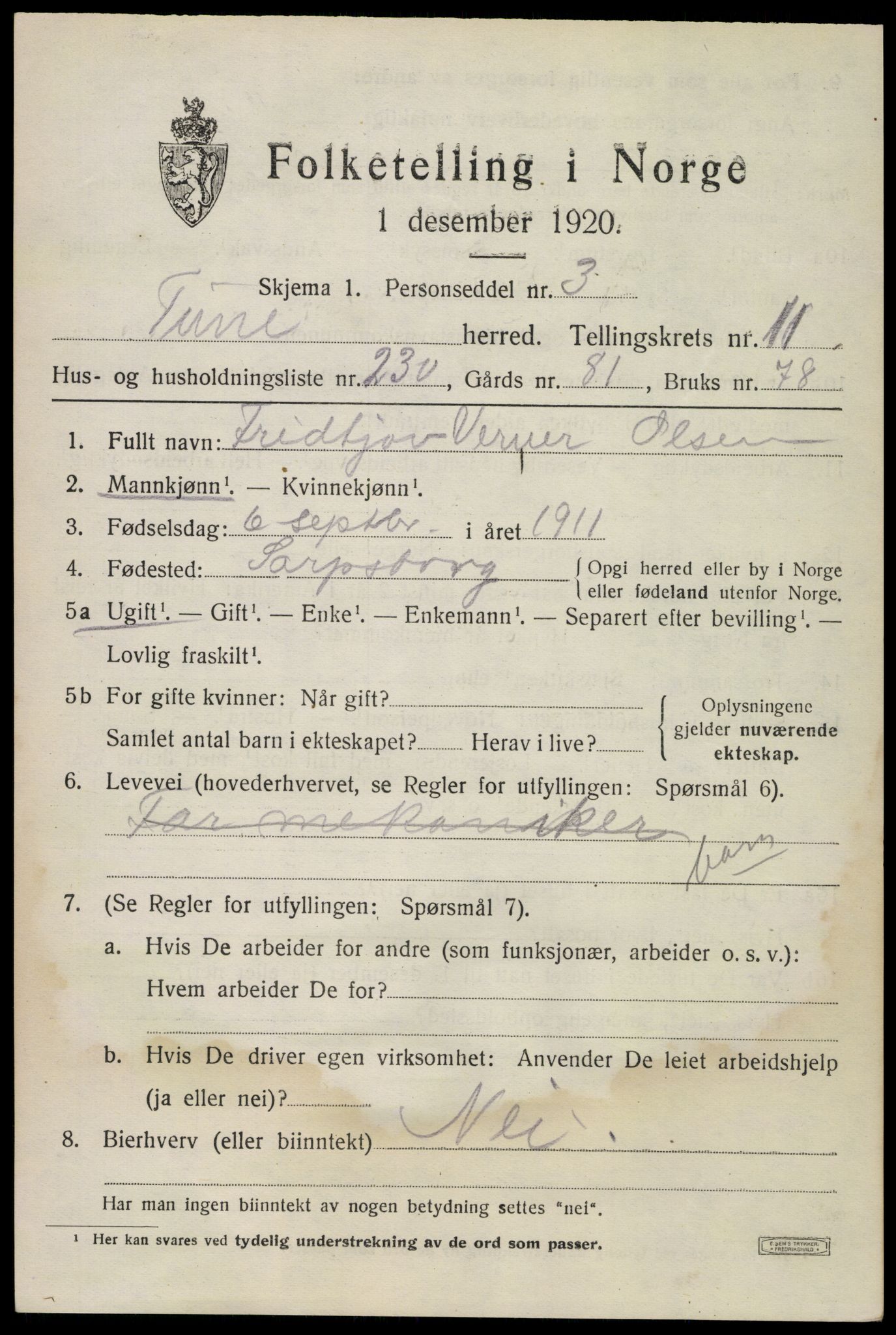 SAO, 1920 census for Tune, 1920, p. 16892