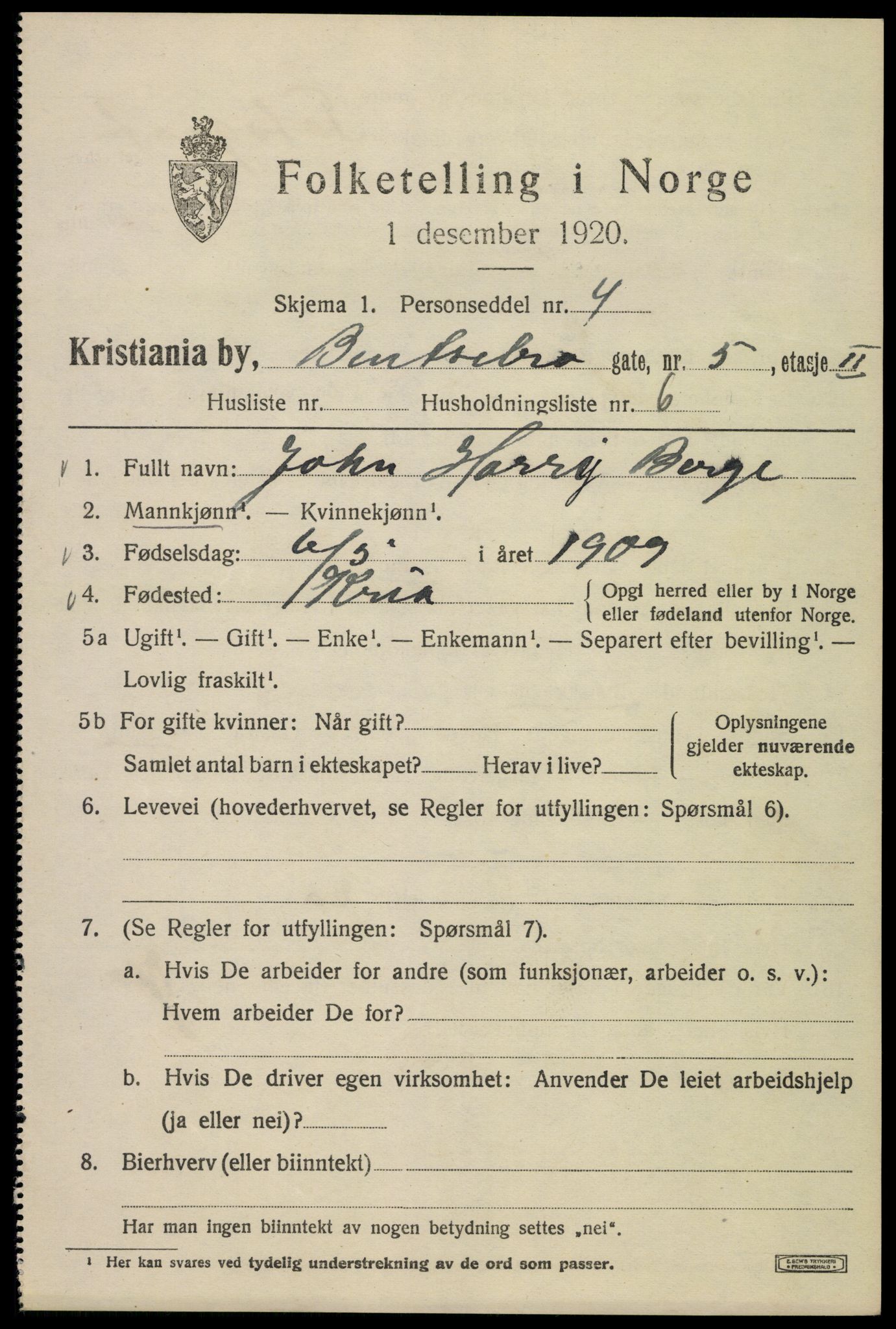 SAO, 1920 census for Kristiania, 1920, p. 151023