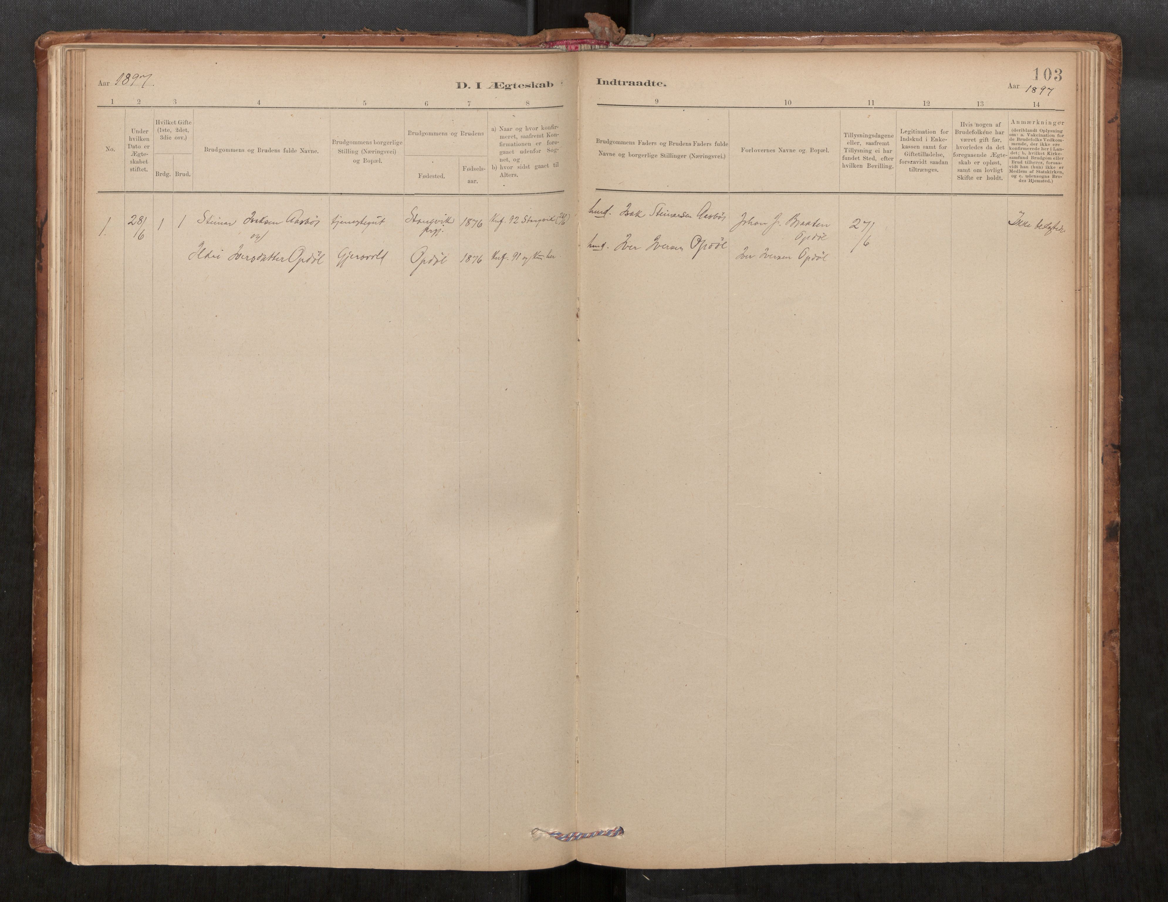 Parish register (official) no. 1, 1886-1908, p. 103