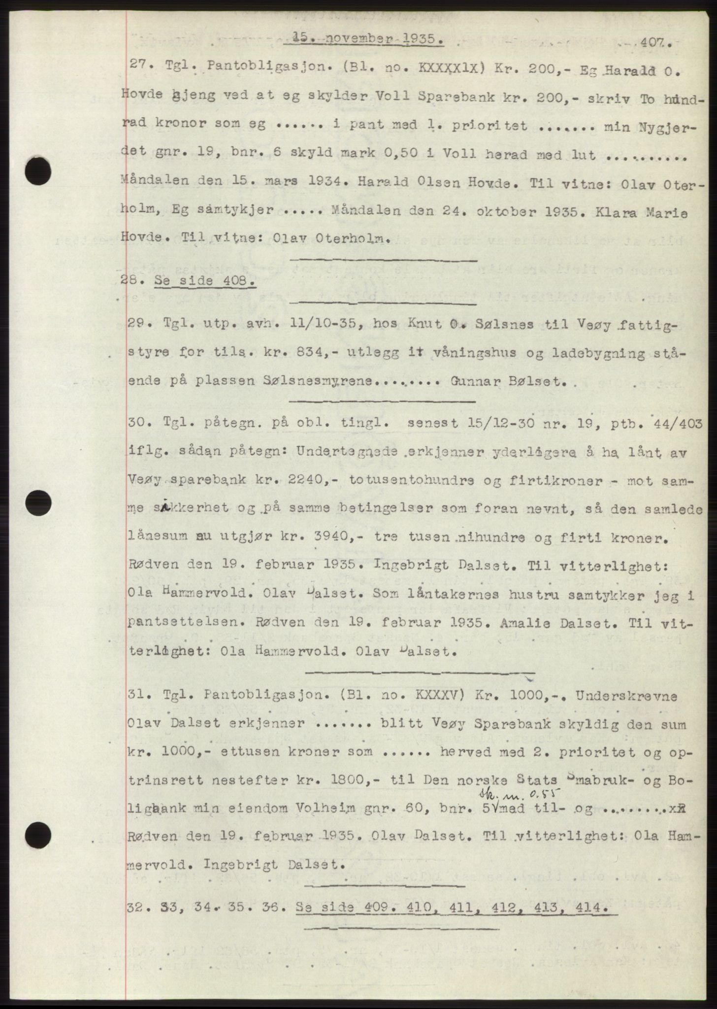 Romsdal sorenskriveri, AV/SAT-A-4149/1/2/2C/L0067: Mortgage book no. 61, 1935-1935, Deed date: 15.11.1935