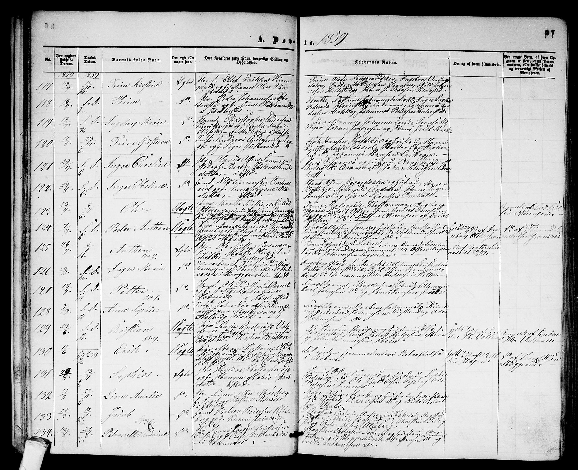 Sandsvær kirkebøker, SAKO/A-244/G/Ga/L0005: Parish register (copy) no. I 5, 1857-1873, p. 27