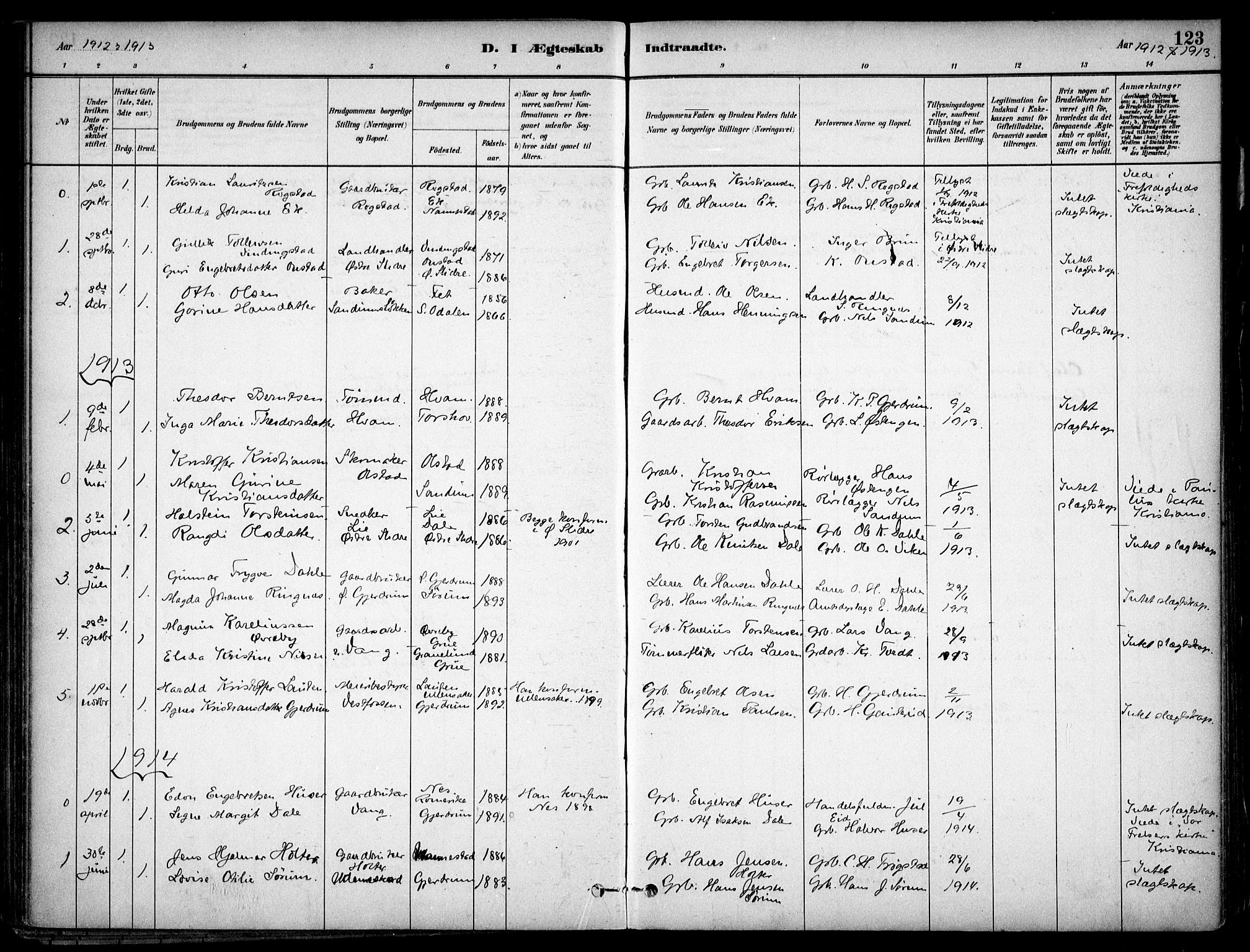 Gjerdrum prestekontor Kirkebøker, SAO/A-10412b/F/Fa/L0009: Parish register (official) no. I 9, 1881-1916, p. 123