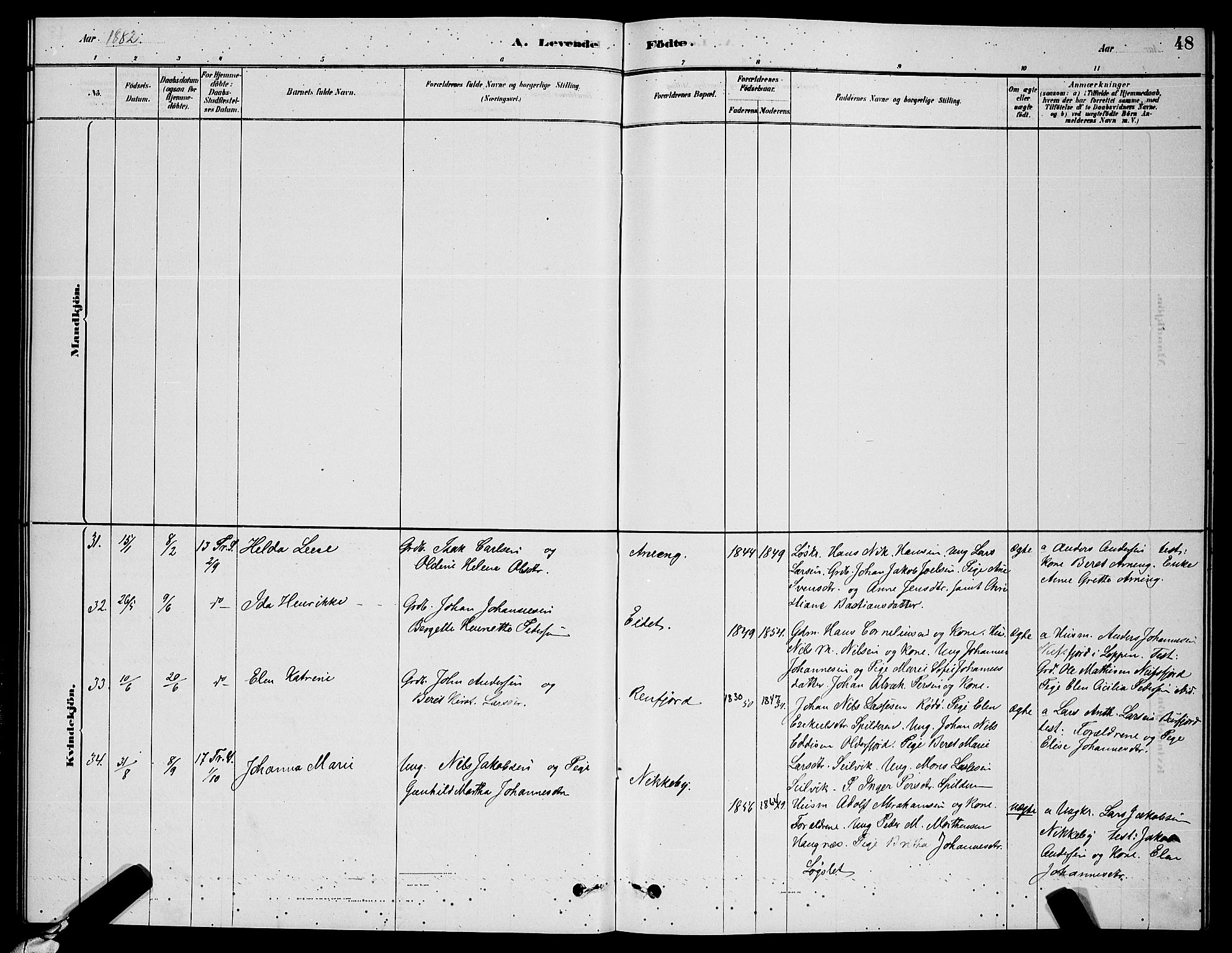 Skjervøy sokneprestkontor, AV/SATØ-S-1300/H/Ha/Hab/L0006klokker: Parish register (copy) no. 6, 1878-1888, p. 48