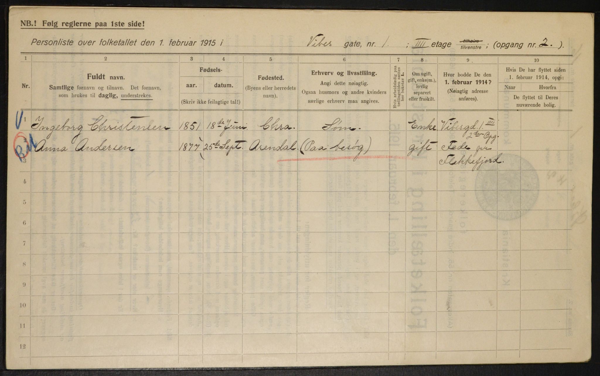 OBA, Municipal Census 1915 for Kristiania, 1915, p. 123165