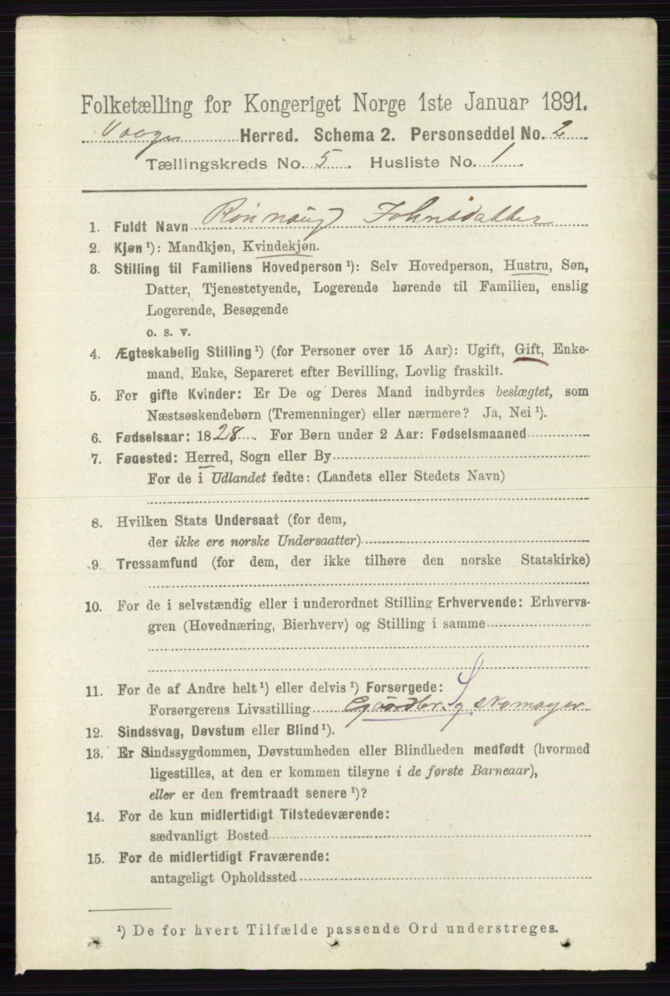 RA, 1891 census for 0515 Vågå, 1891, p. 3348