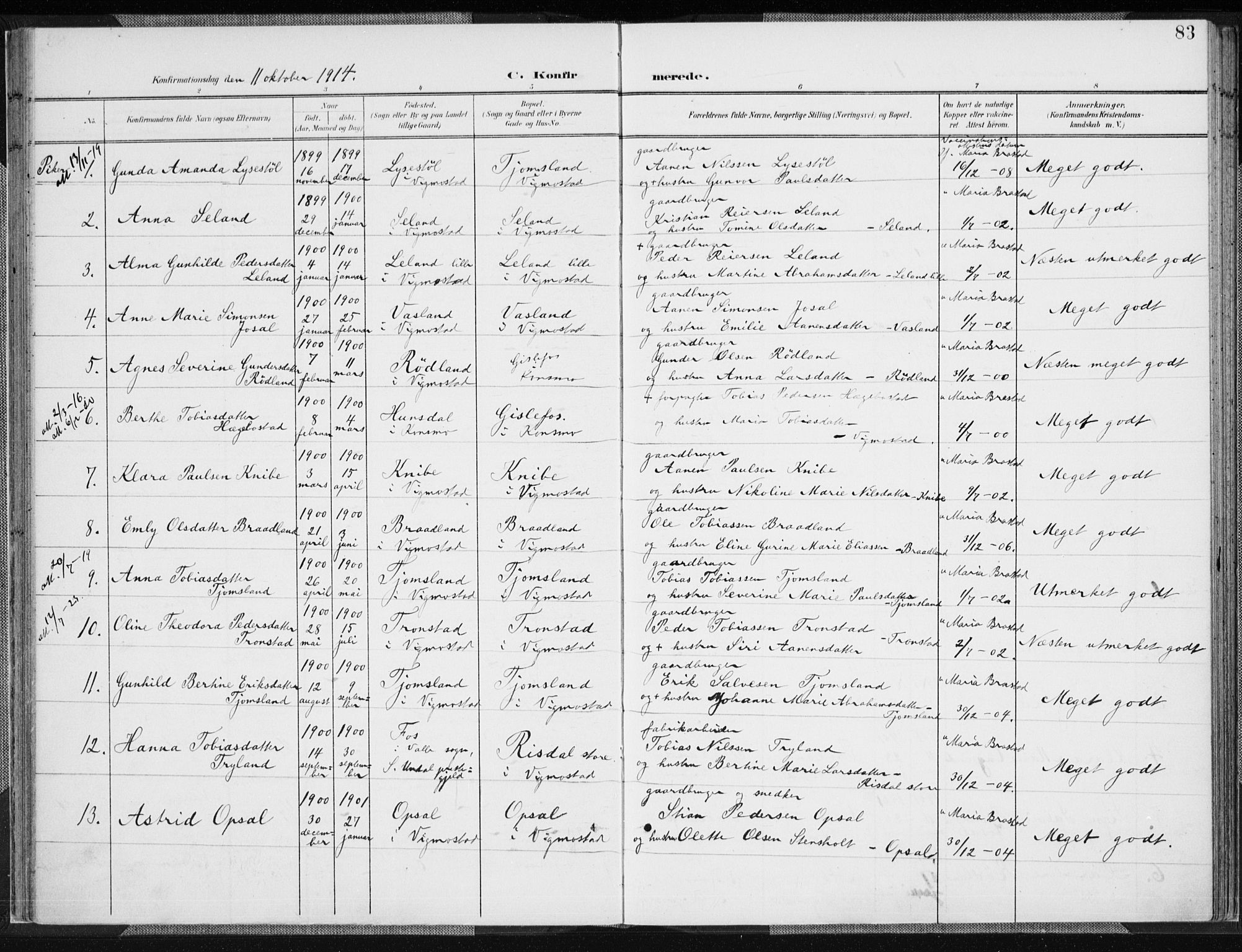 Nord-Audnedal sokneprestkontor, SAK/1111-0032/F/Fa/Fab/L0004: Parish register (official) no. A 4, 1901-1917, p. 83