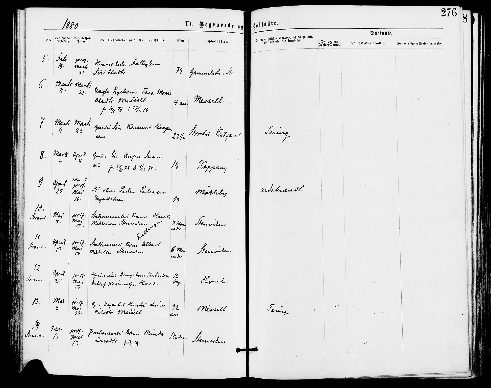 Stor-Elvdal prestekontor, SAH/PREST-052/H/Ha/Haa/L0001: Parish register (official) no. 1, 1871-1882, p. 276