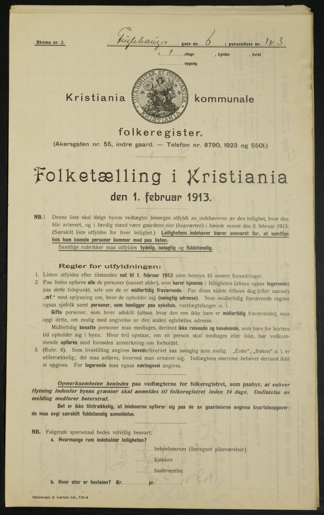 OBA, Municipal Census 1913 for Kristiania, 1913, p. 28500