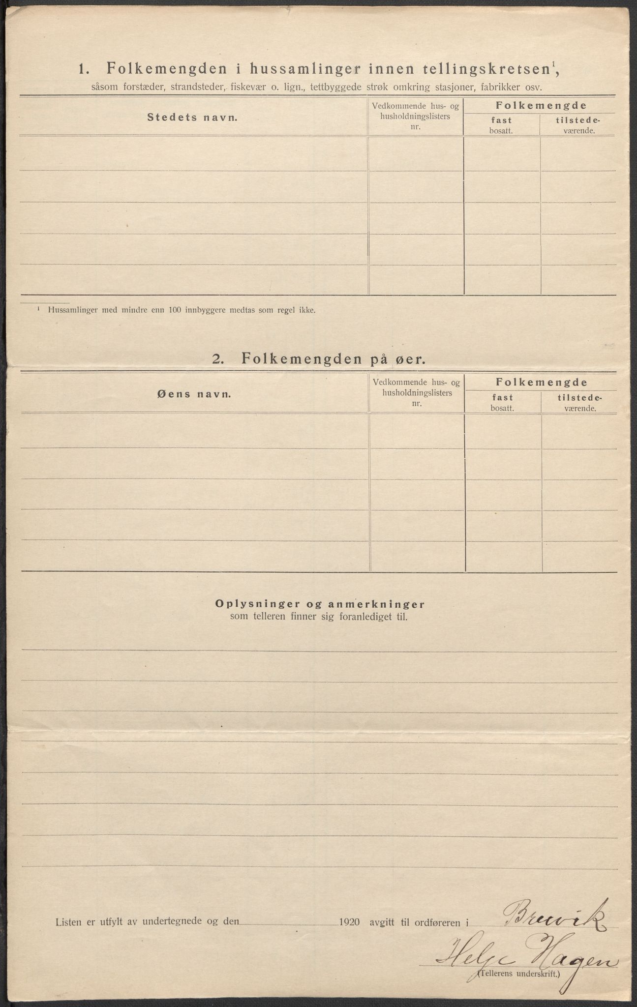 SAB, 1920 census for Bruvik, 1920, p. 49