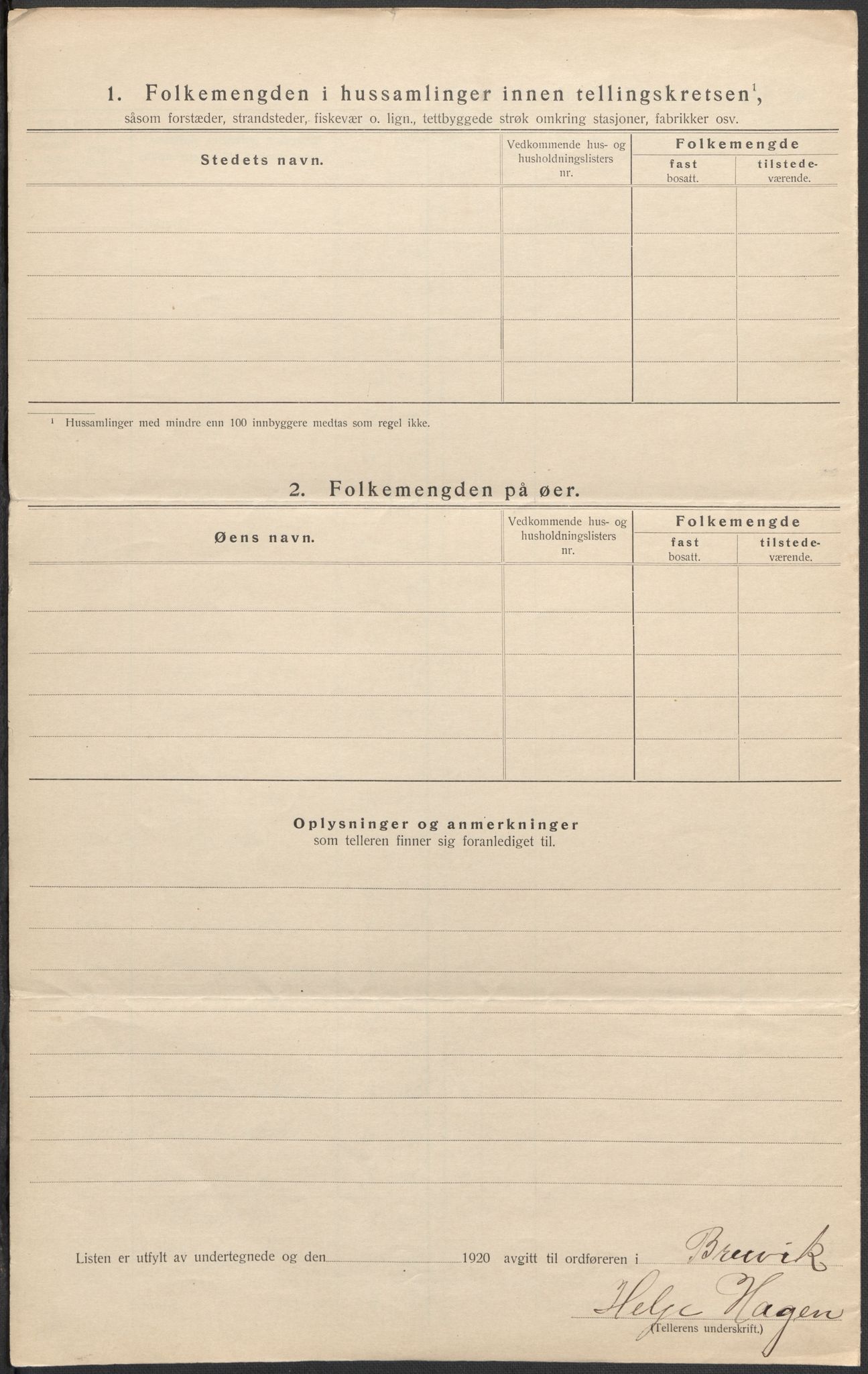 SAB, 1920 census for Bruvik, 1920, p. 49