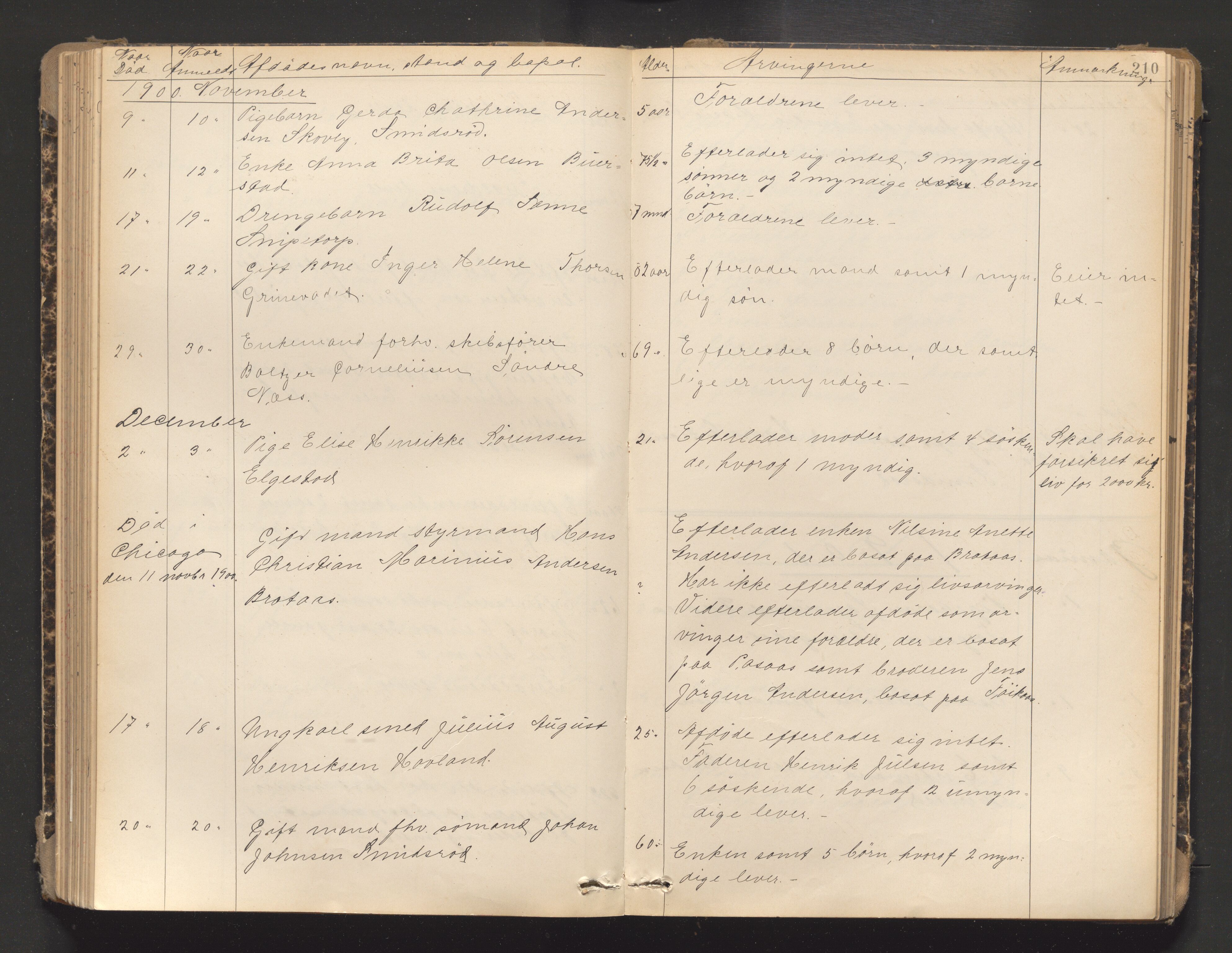 Søndre Jarlsberg sorenskriveri, AV/SAKO-A-129/H/Ha/Hab/L0006: Dødsmeldingsprotokoll, 1899-1906, p. 210