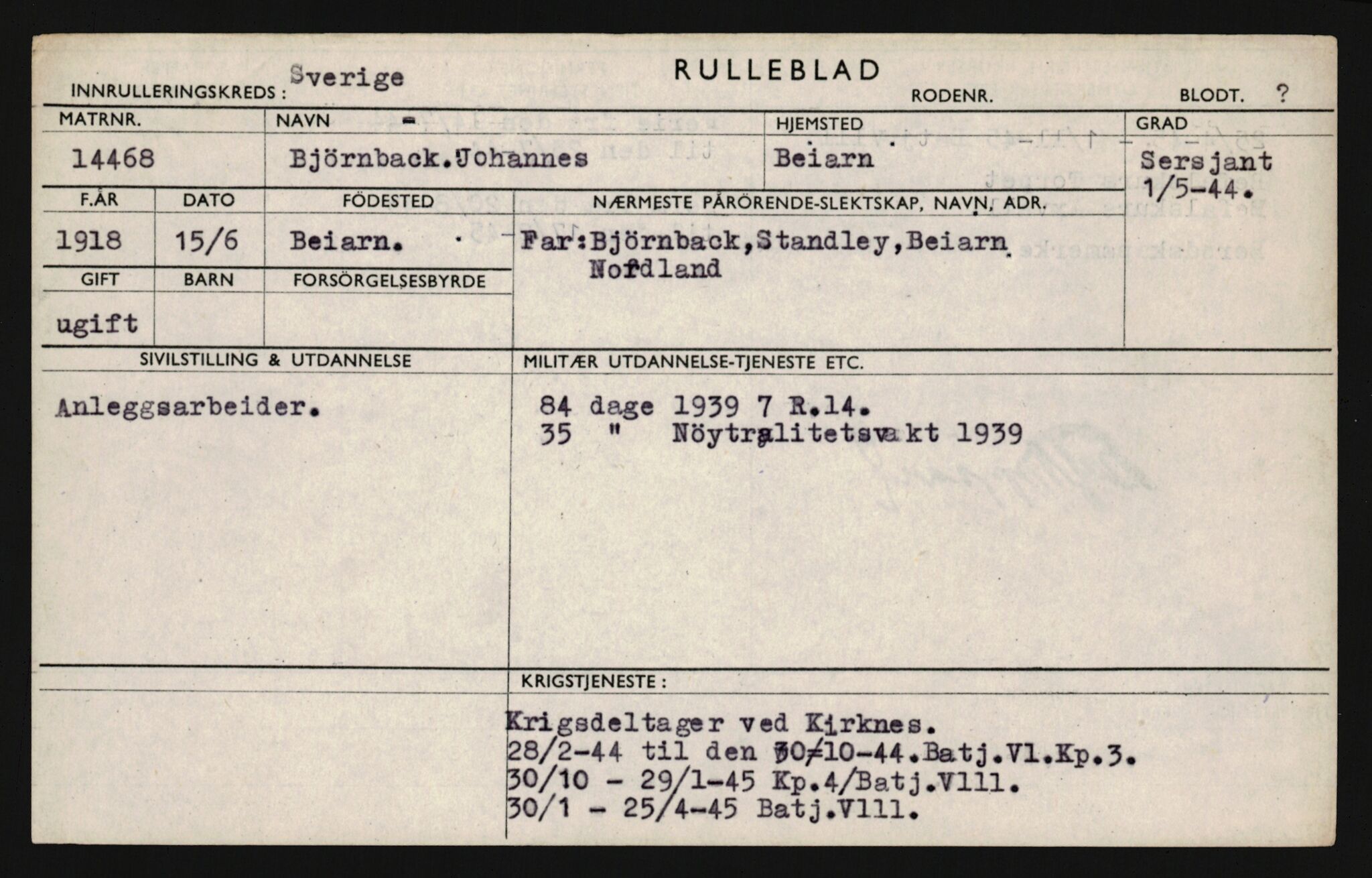 Forsvaret, Sør-Hålogaland landforsvar, AV/RA-RAFA-2552/P/Pa/L0303: Personellmapper for slettet personell, yrkesbefal og vernepliktig befal, født 1917-1920, 1936-1980, p. 265