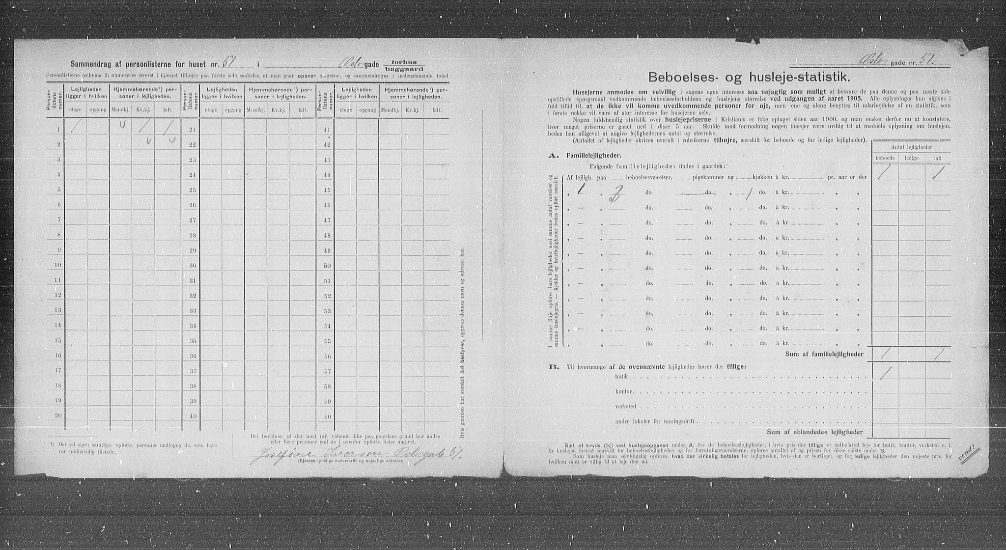 OBA, Municipal Census 1905 for Kristiania, 1905, p. 40695