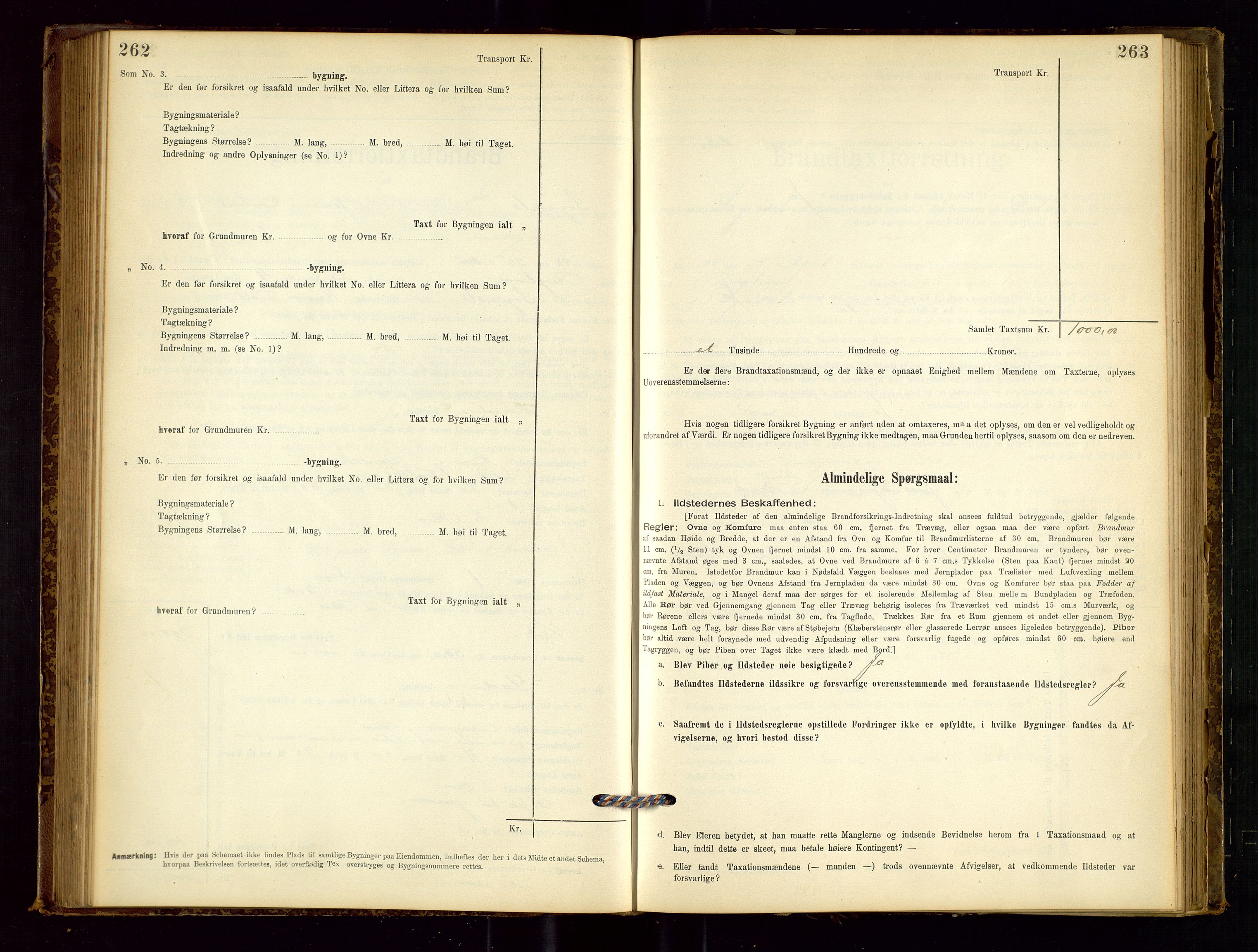 Sokndal lensmannskontor, AV/SAST-A-100417/Gob/L0001: "Brandtaxt-Protokol", 1895-1902, p. 262-263