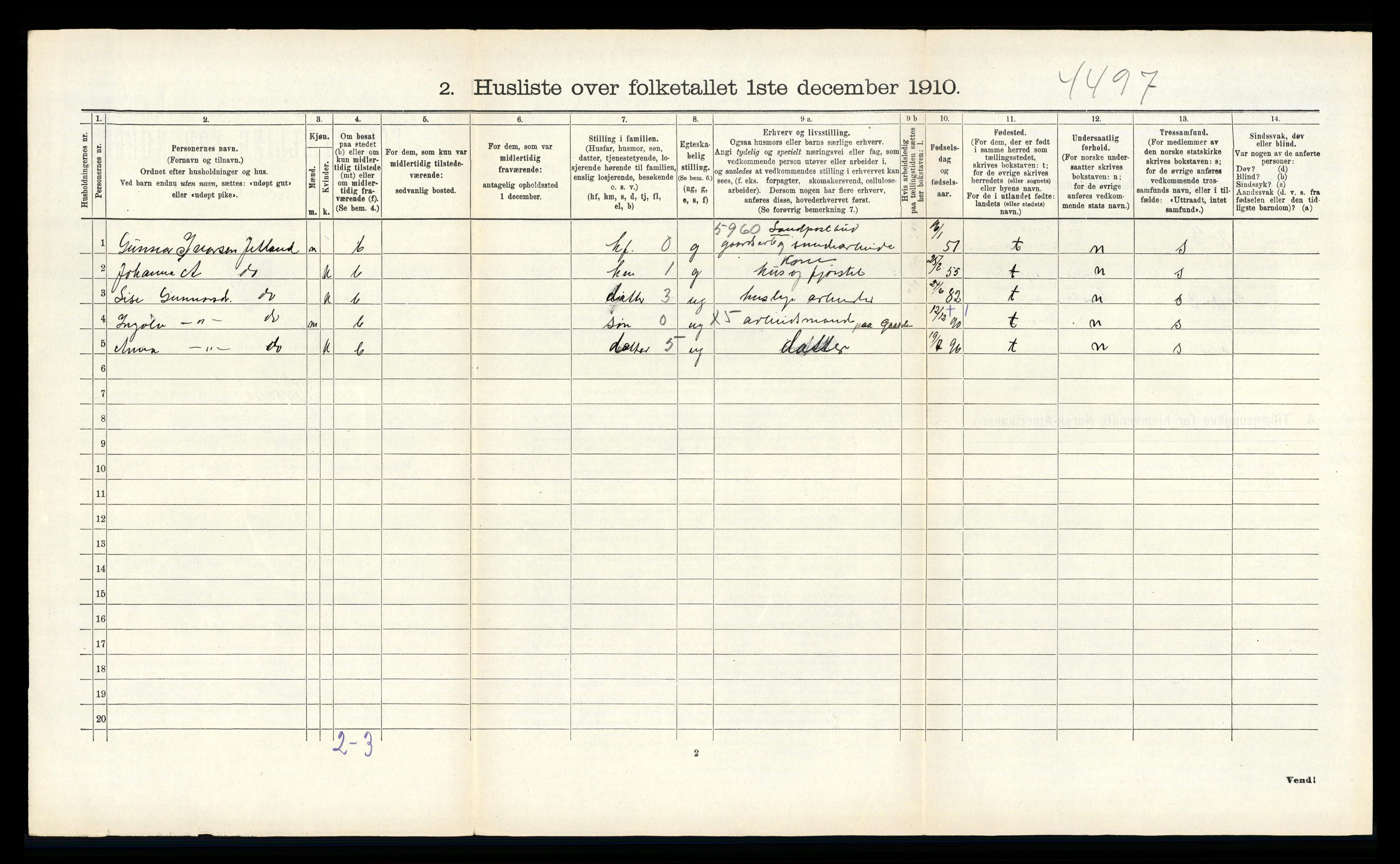 RA, 1910 census for Kyrkjebø, 1910, p. 494