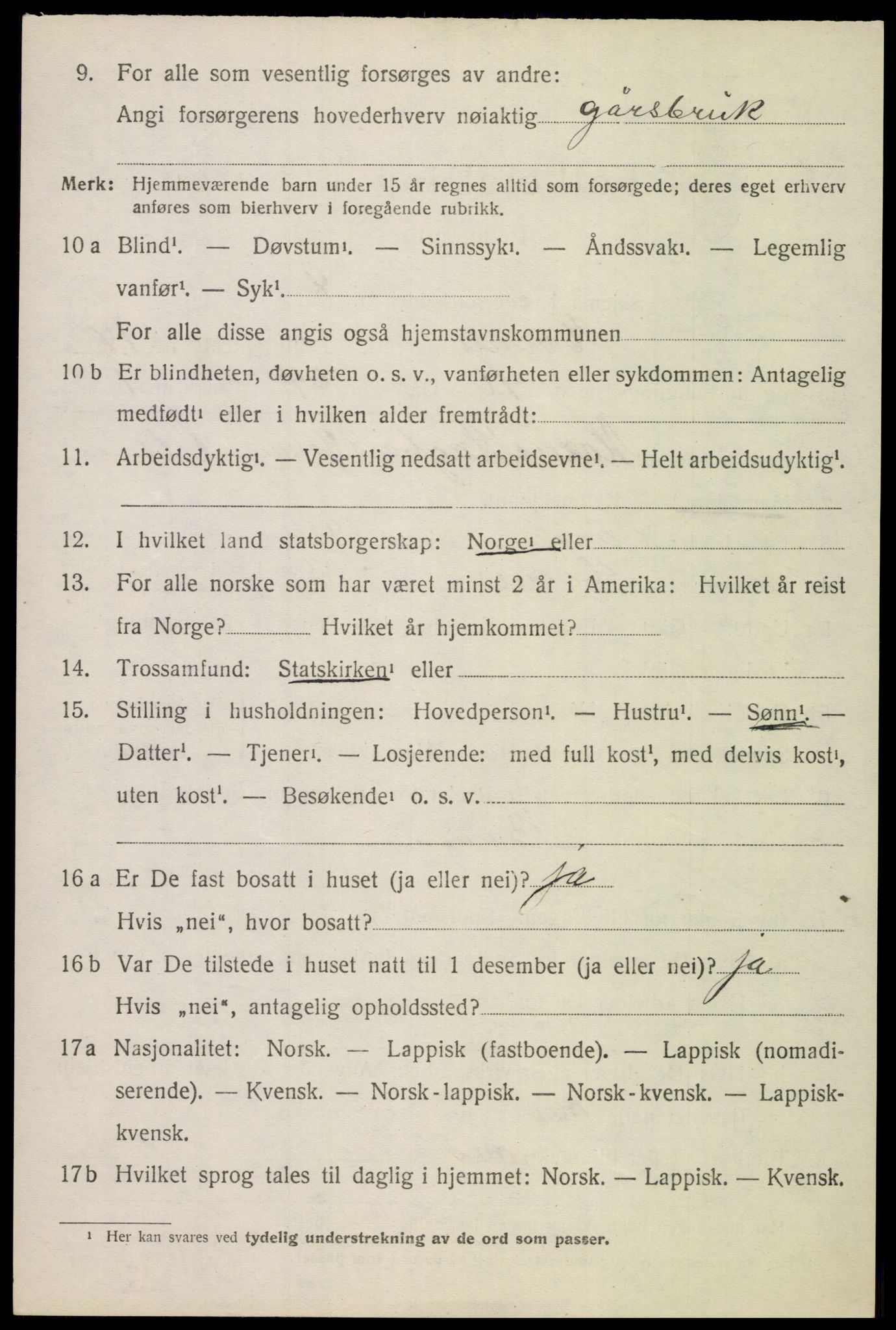 SAT, 1920 census for Evenes, 1920, p. 12745