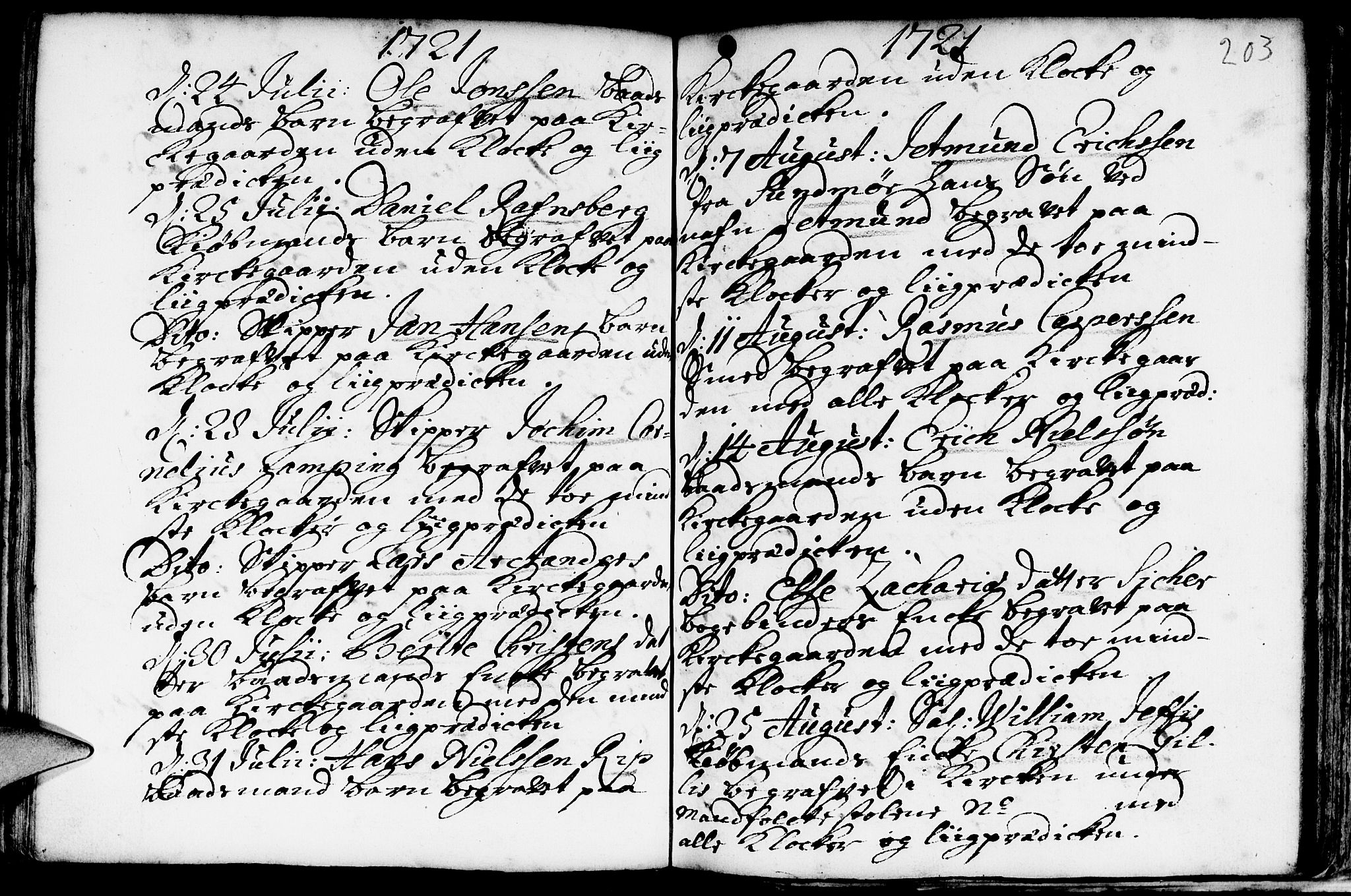 Nykirken Sokneprestembete, AV/SAB-A-77101/H/Haa/L0009: Parish register (official) no. A 9, 1689-1759, p. 203