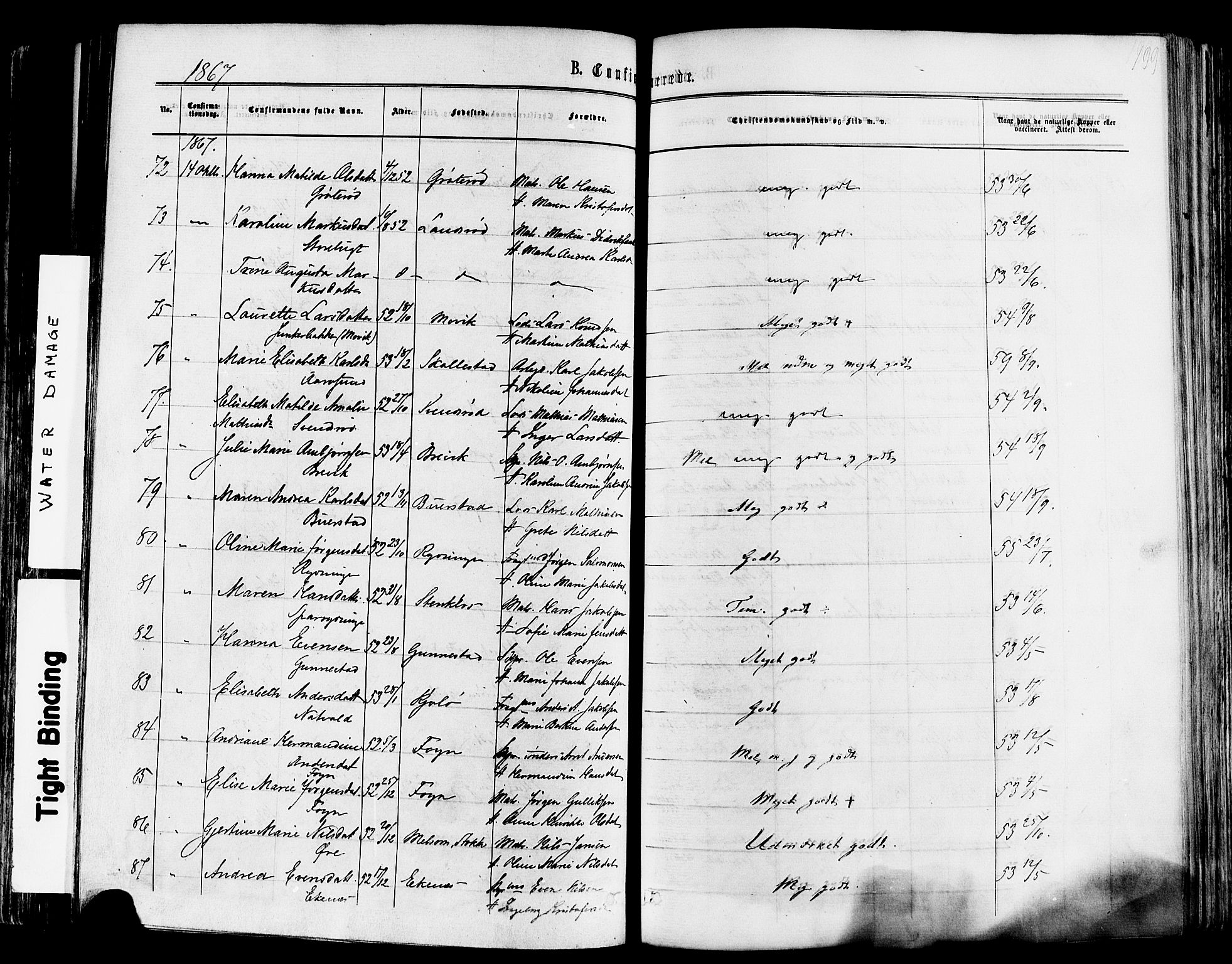 Nøtterøy kirkebøker, SAKO/A-354/F/Fa/L0007: Parish register (official) no. I 7, 1865-1877, p. 199