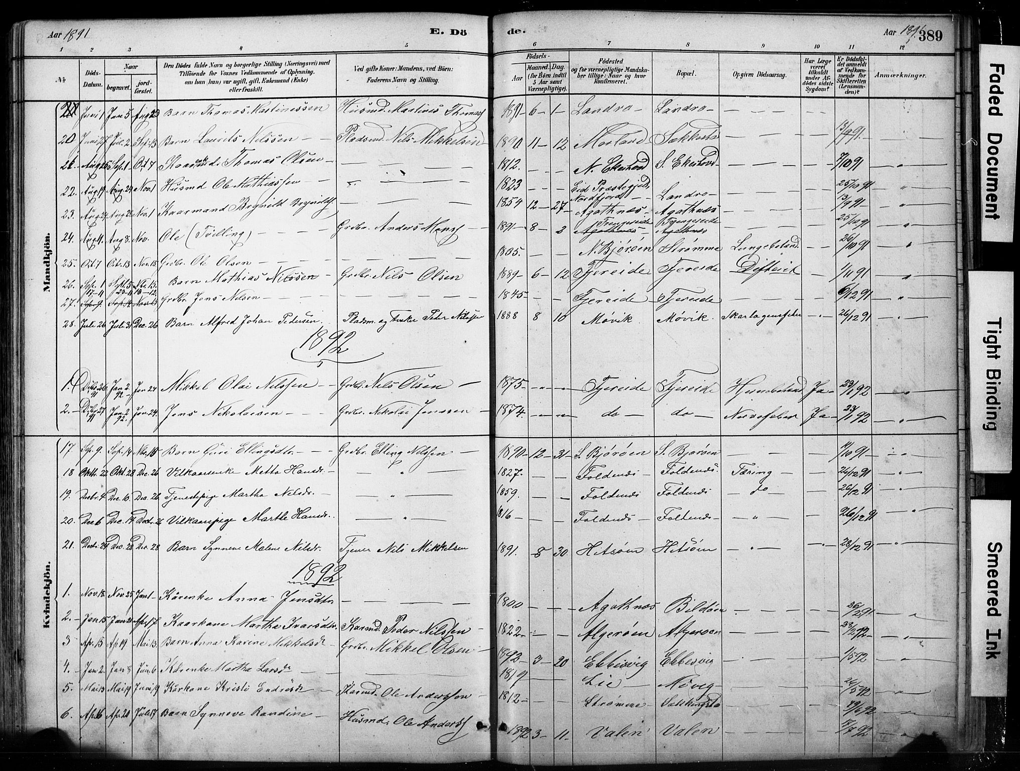 Fjell sokneprestembete, SAB/A-75301/H/Hab: Parish register (copy) no. A 4, 1880-1899, p. 389