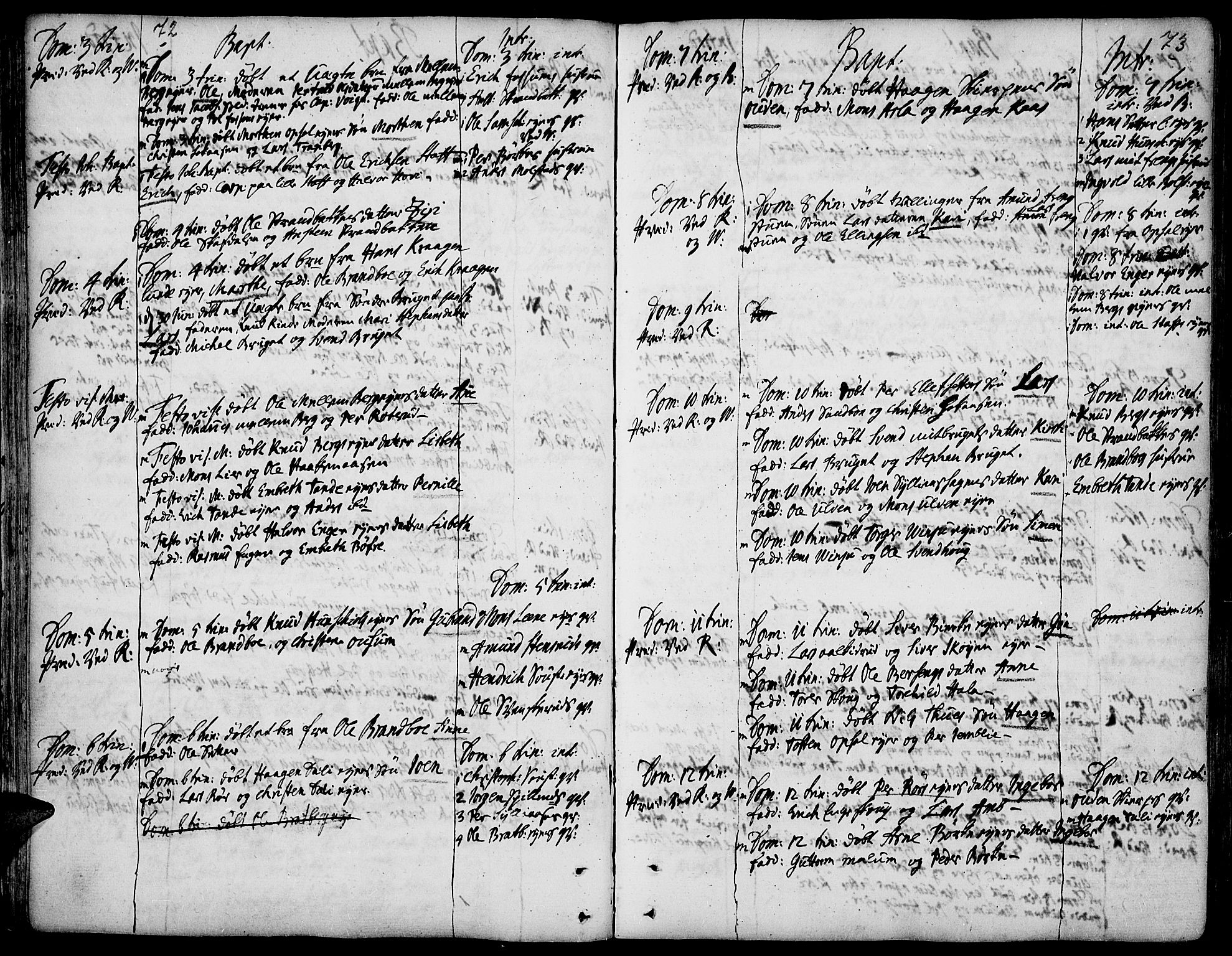 Ringsaker prestekontor, AV/SAH-PREST-014/K/Ka/L0001: Parish register (official) no. 1, 1734-1746, p. 72-73