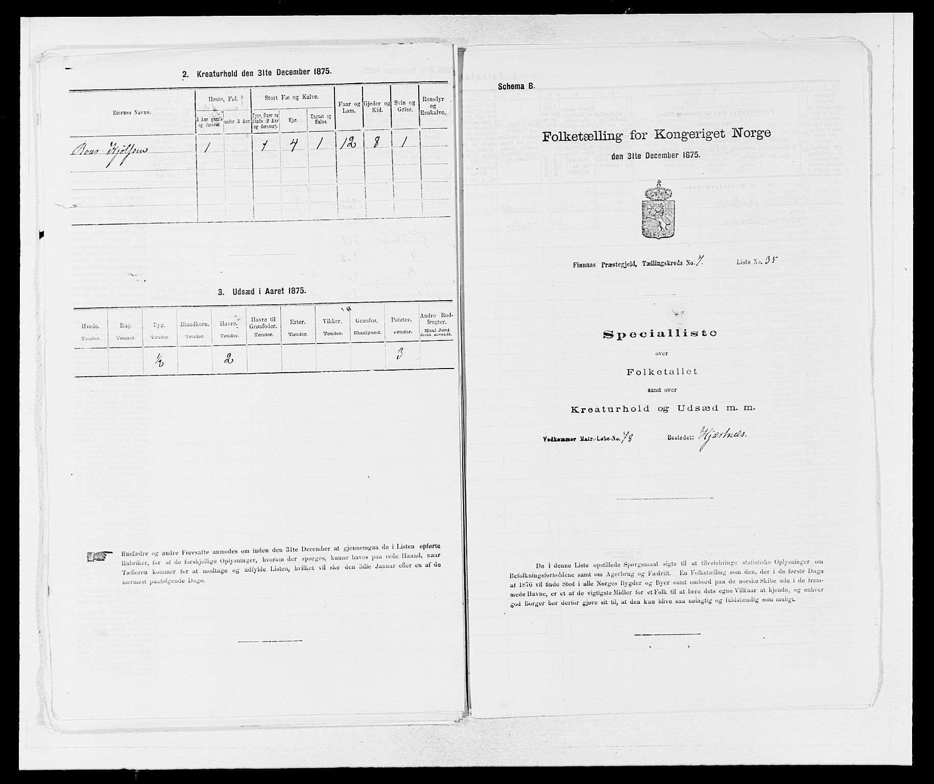 SAB, 1875 census for 1218P Finnås, 1875, p. 857