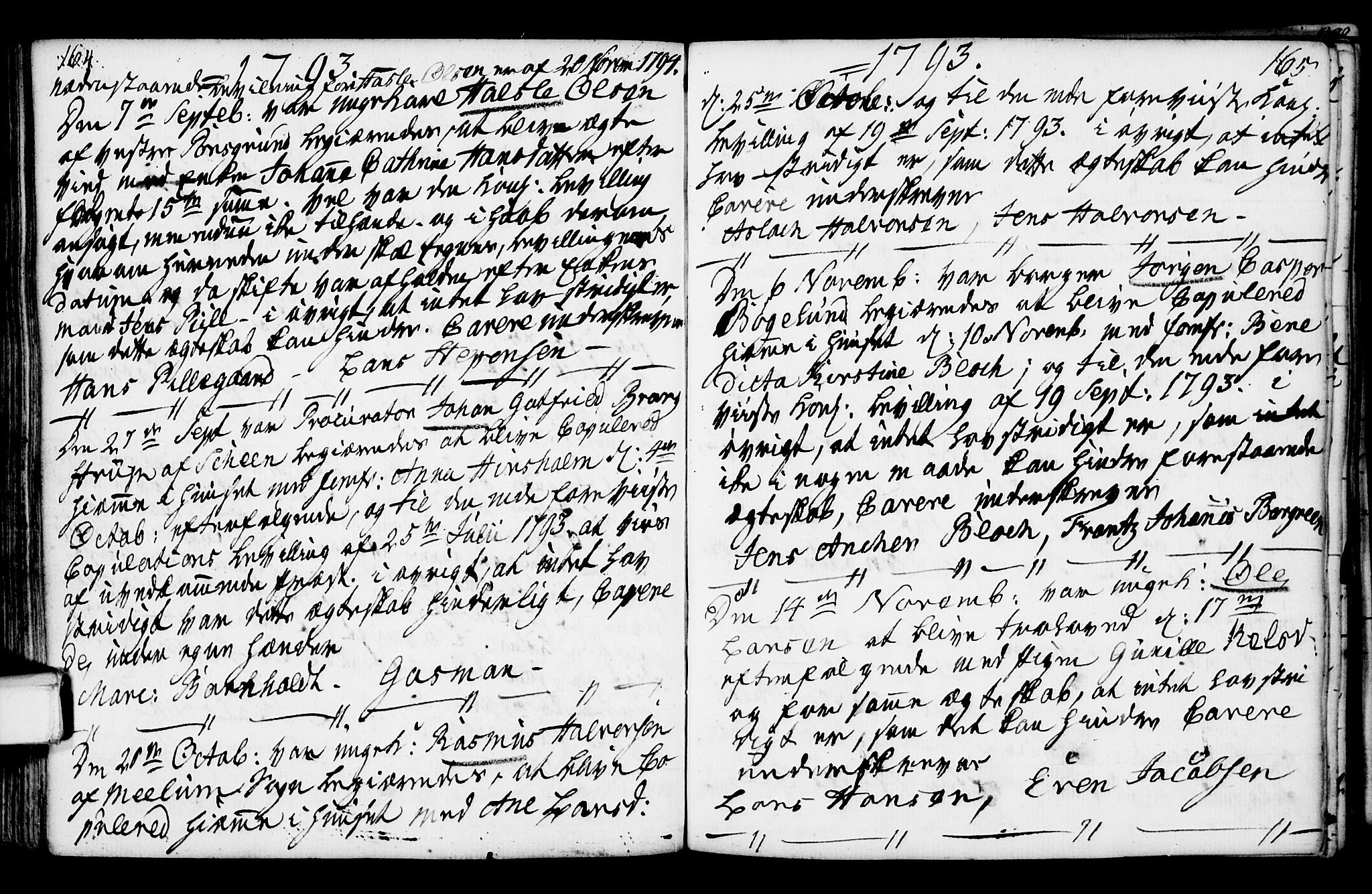 Porsgrunn kirkebøker , AV/SAKO-A-104/F/Fa/L0003: Parish register (official) no. 3, 1764-1814, p. 164-165