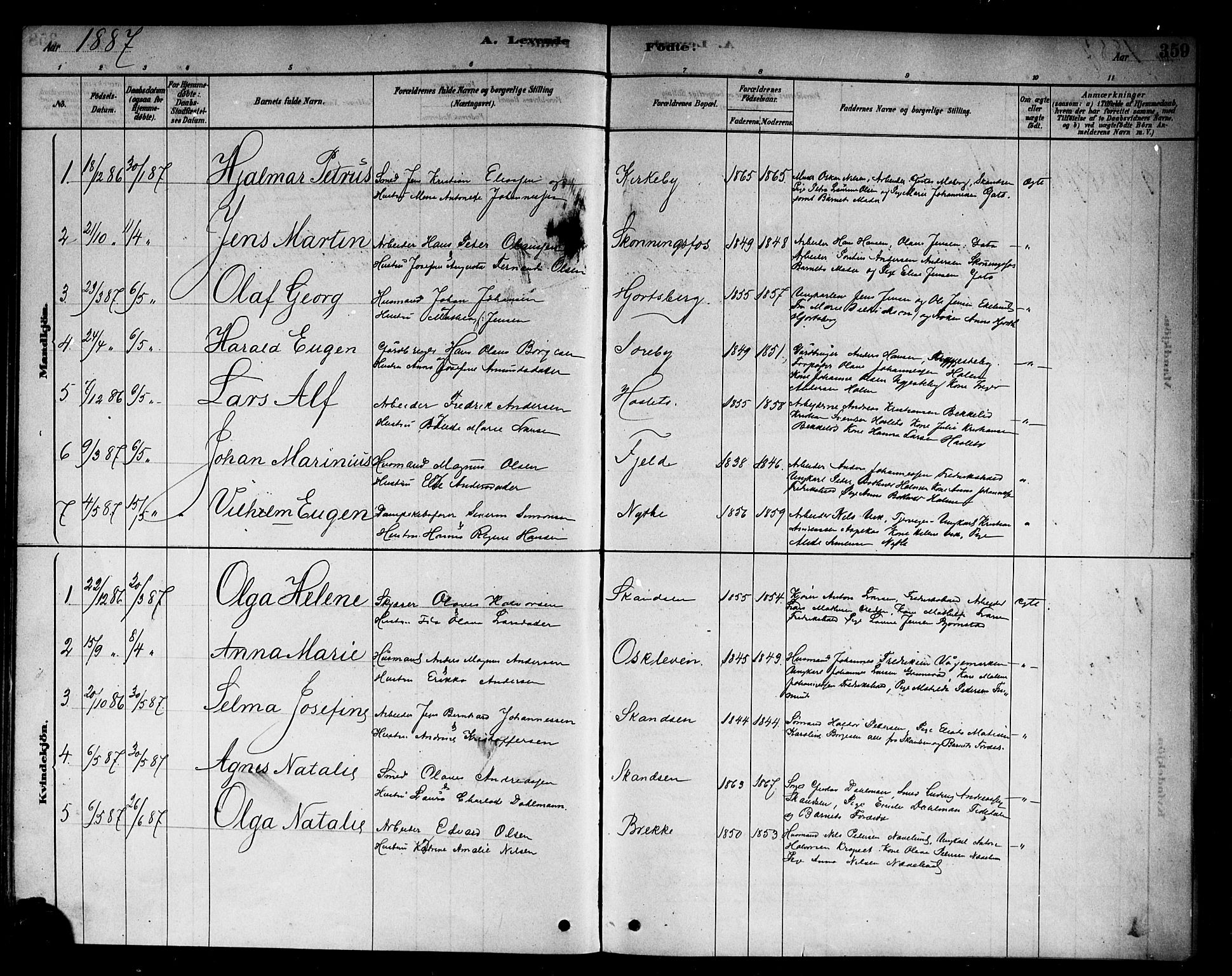 Berg prestekontor Kirkebøker, AV/SAO-A-10902/F/Fb/L0001: Parish register (official) no. II 1, 1878-1887, p. 359