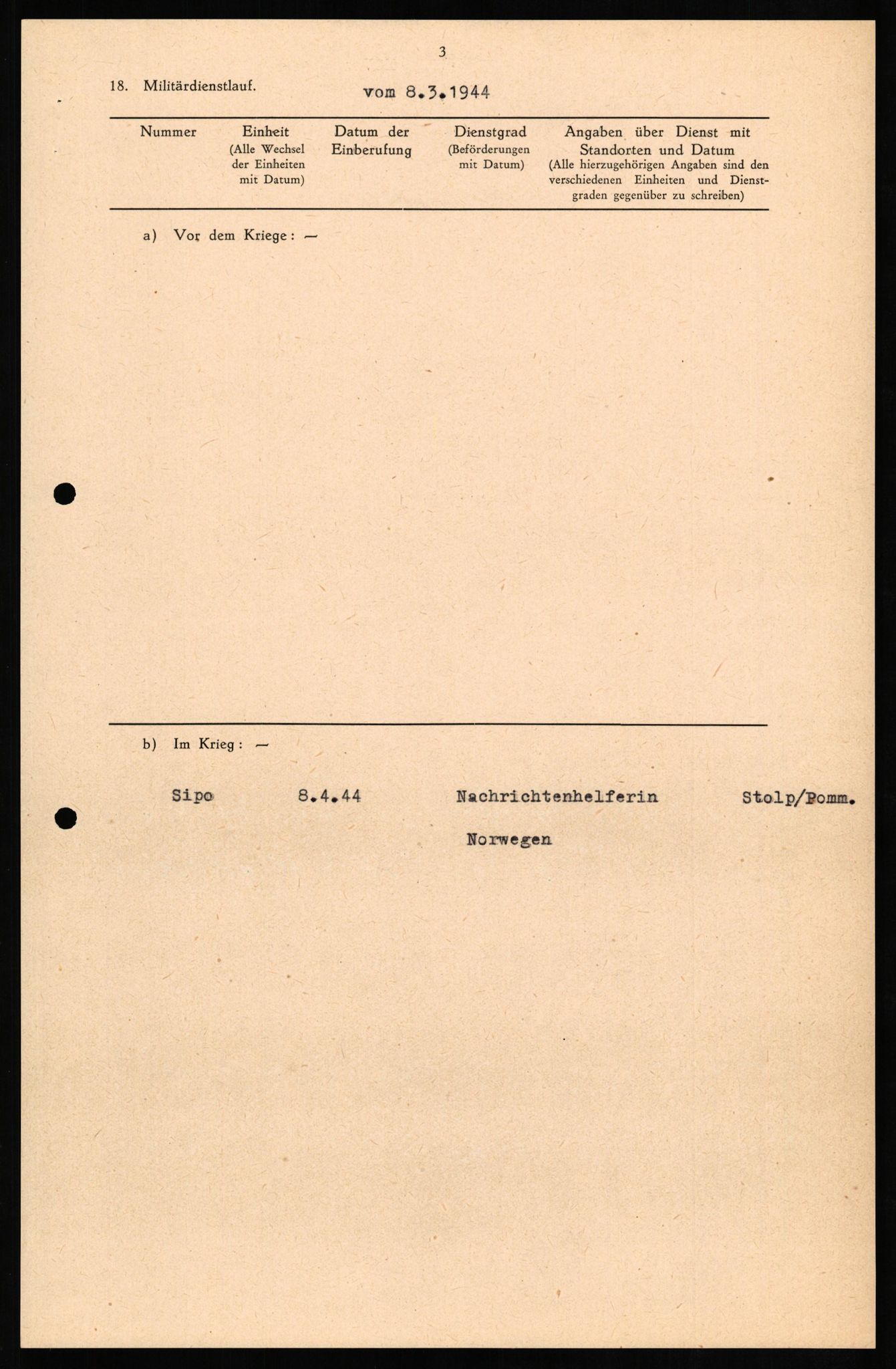 Forsvaret, Forsvarets overkommando II, RA/RAFA-3915/D/Db/L0014: CI Questionaires. Tyske okkupasjonsstyrker i Norge. Tyskere., 1945-1946, p. 4