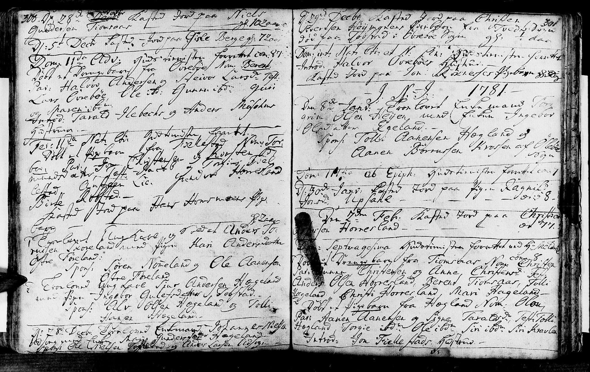 Vennesla sokneprestkontor, SAK/1111-0045/Fa/Fac/L0001: Parish register (official) no. A 1, 1743-1784, p. 300-301