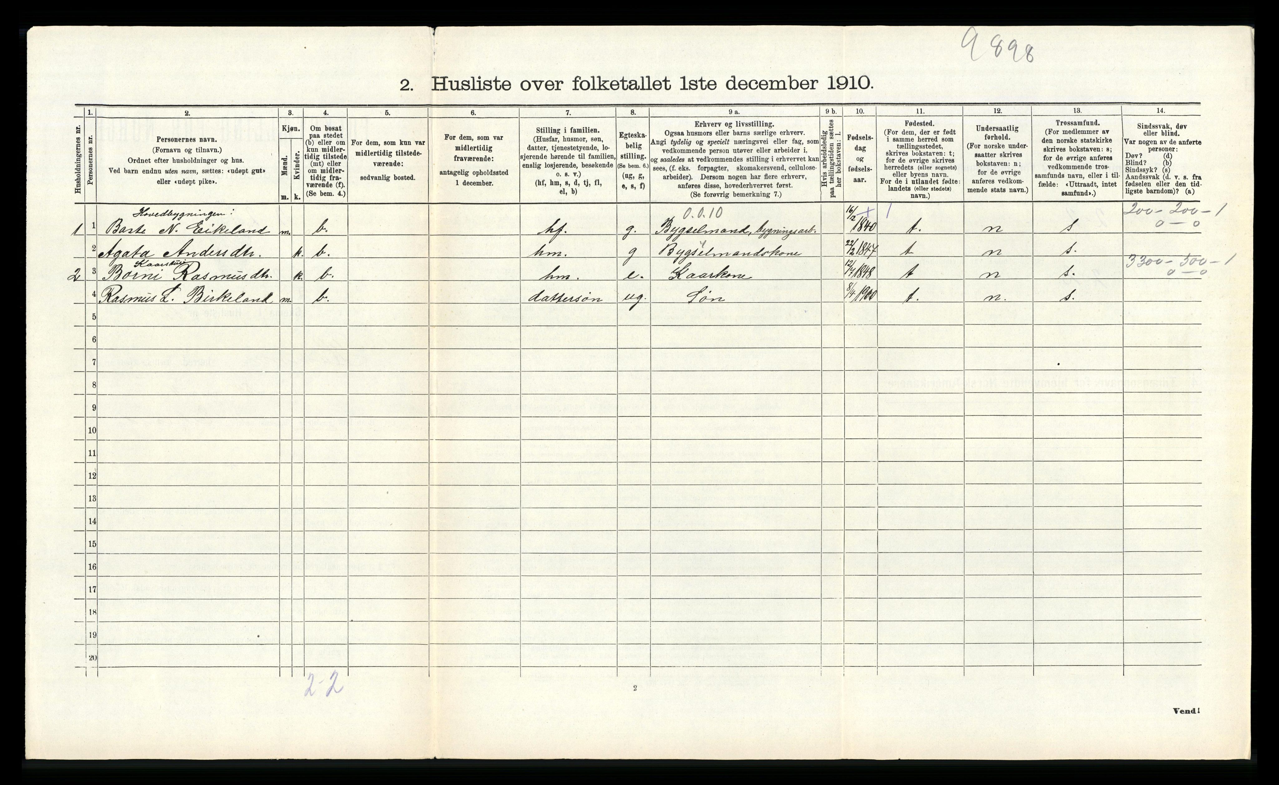 RA, 1910 census for Hamre, 1910, p. 591
