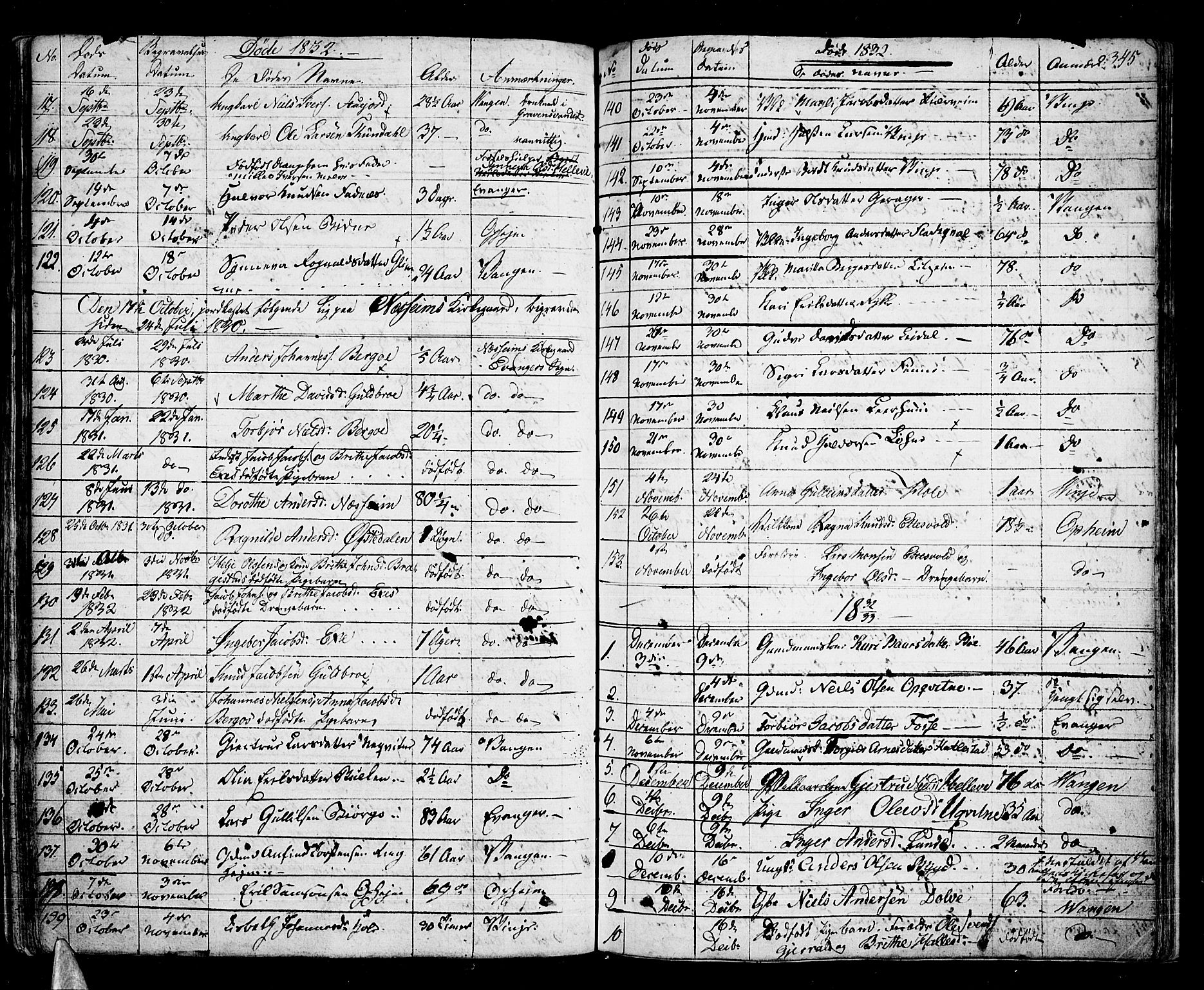 Voss sokneprestembete, SAB/A-79001/H/Haa: Parish register (official) no. A 12, 1823-1837, p. 345