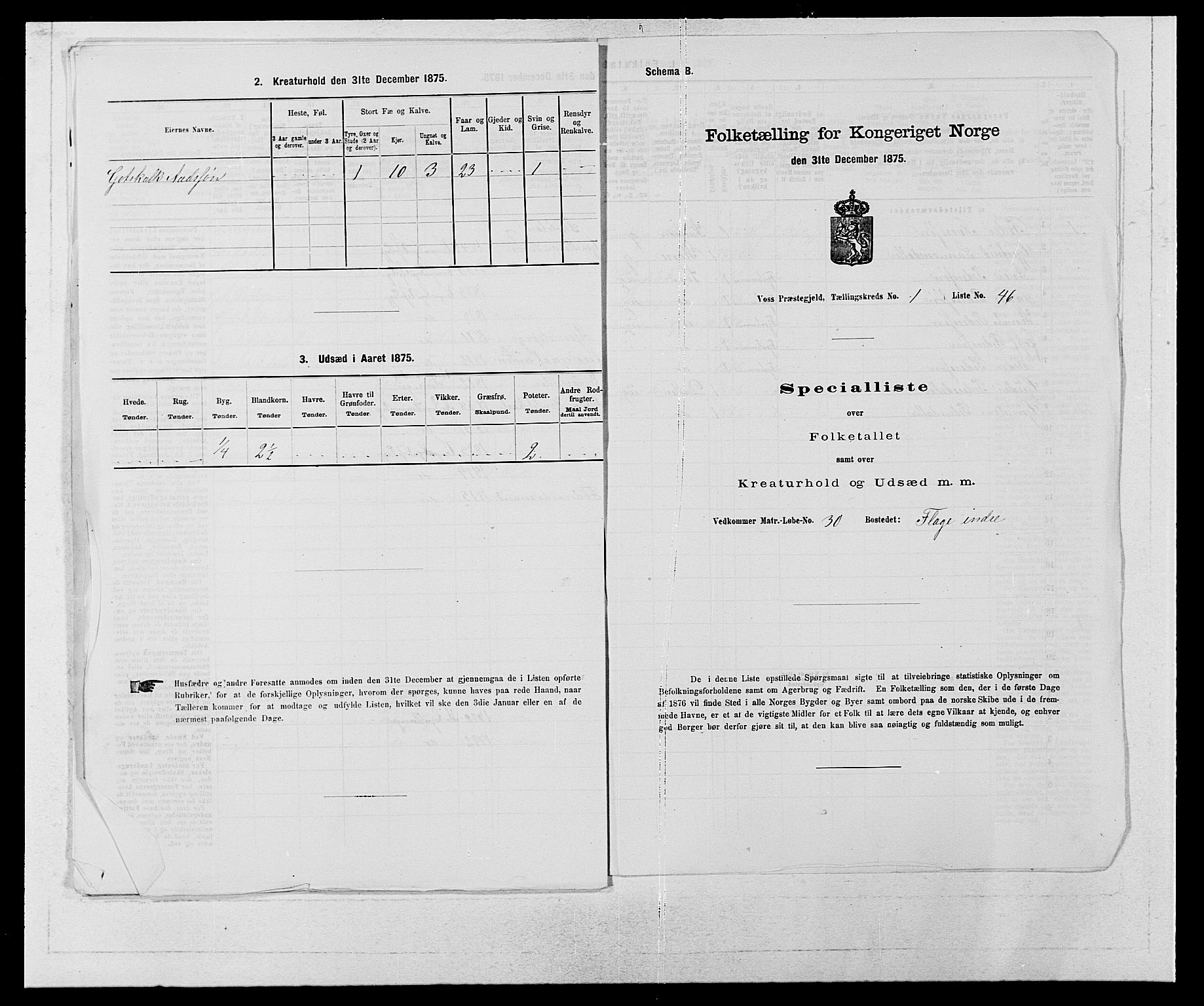 SAB, 1875 census for 1235P Voss, 1875, p. 139