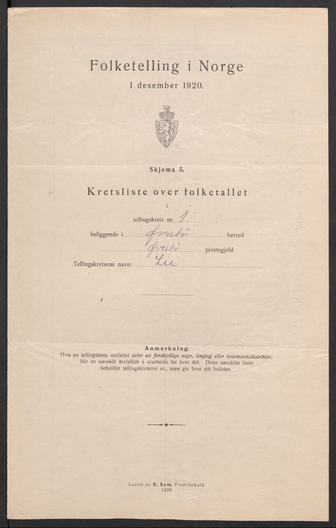 SAK, 1920 census for Øvrebø, 1920, p. 11