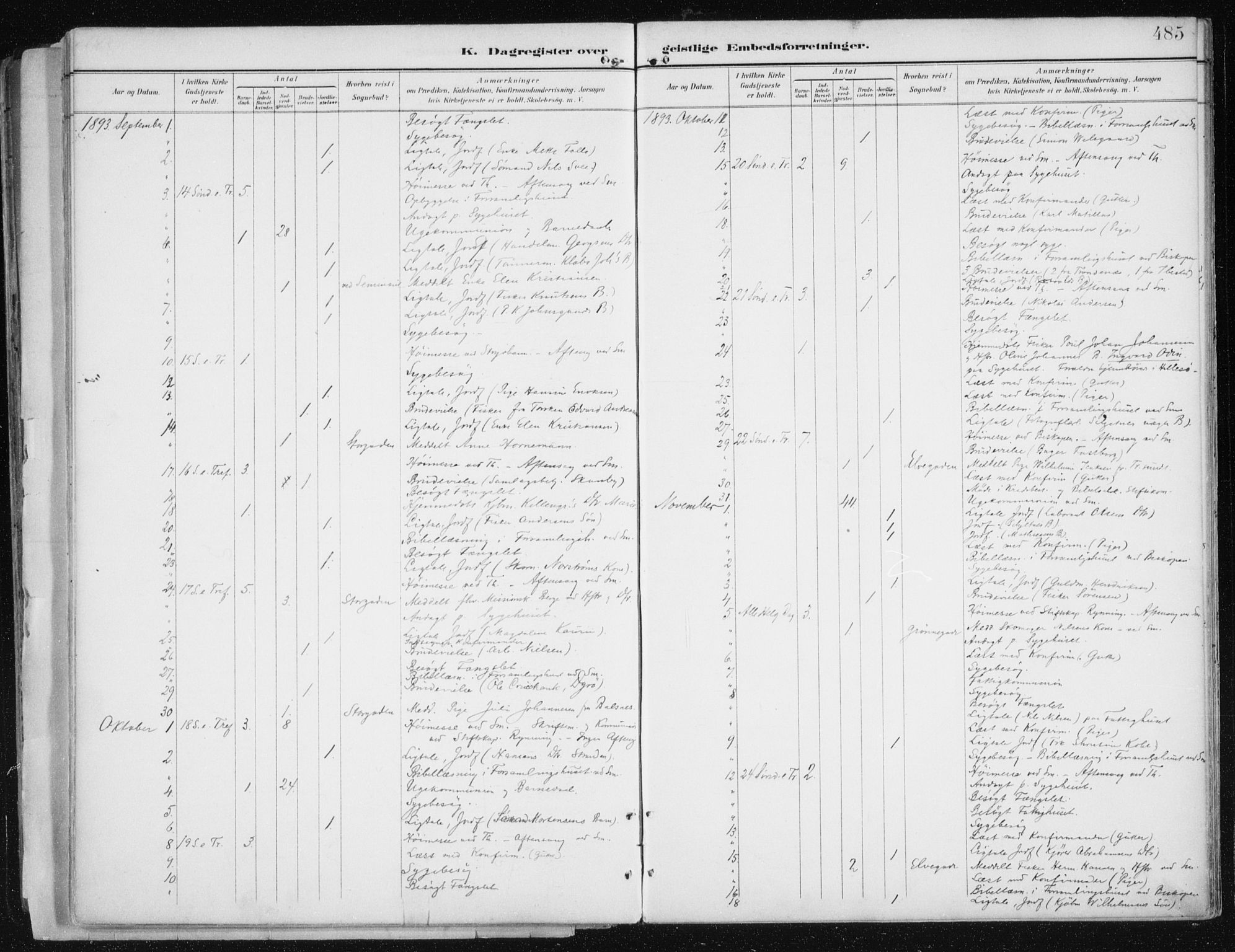 Tromsø sokneprestkontor/stiftsprosti/domprosti, AV/SATØ-S-1343/G/Ga/L0015kirke: Parish register (official) no. 15, 1889-1899, p. 485