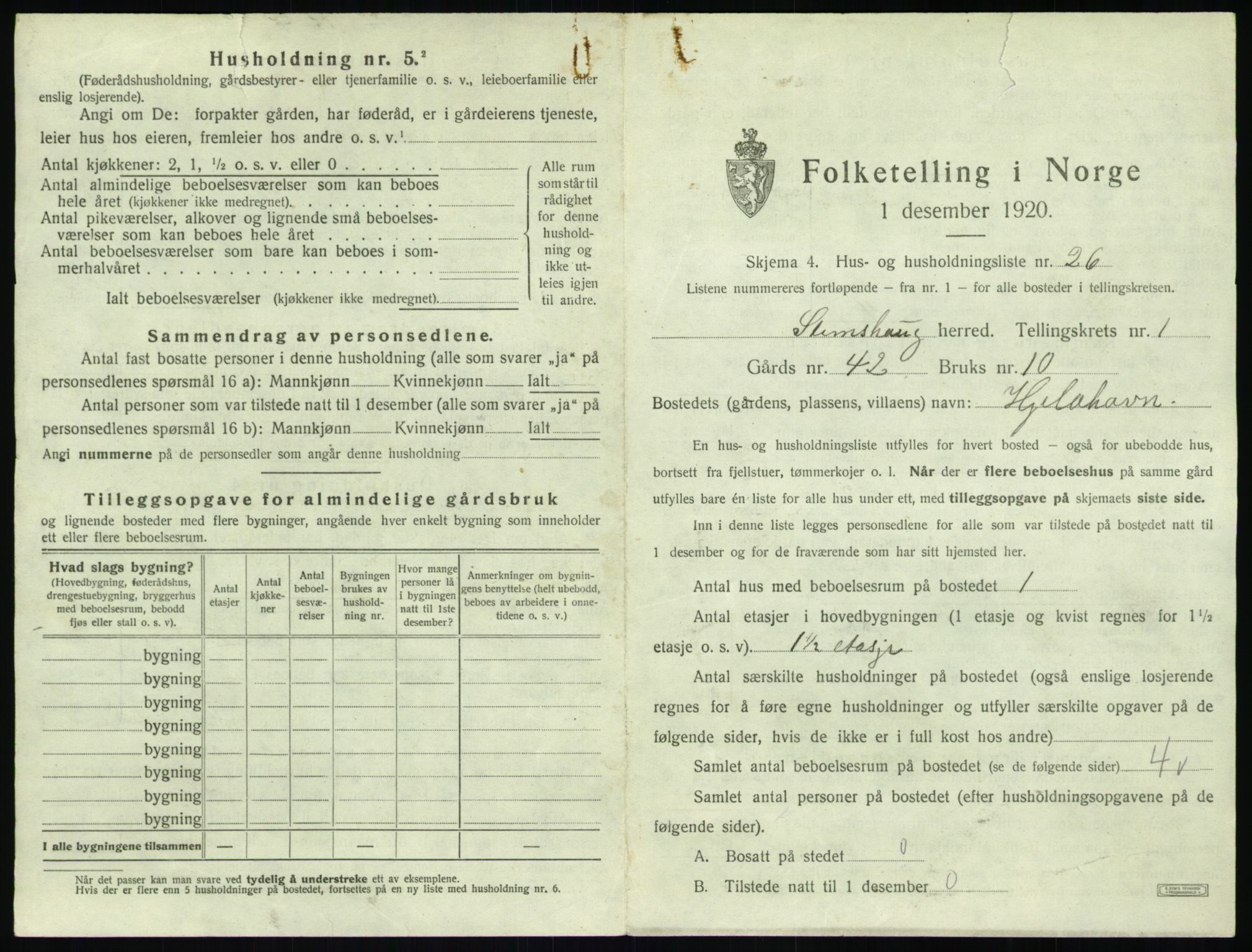 SAT, 1920 census for Stemshaug, 1920, p. 78